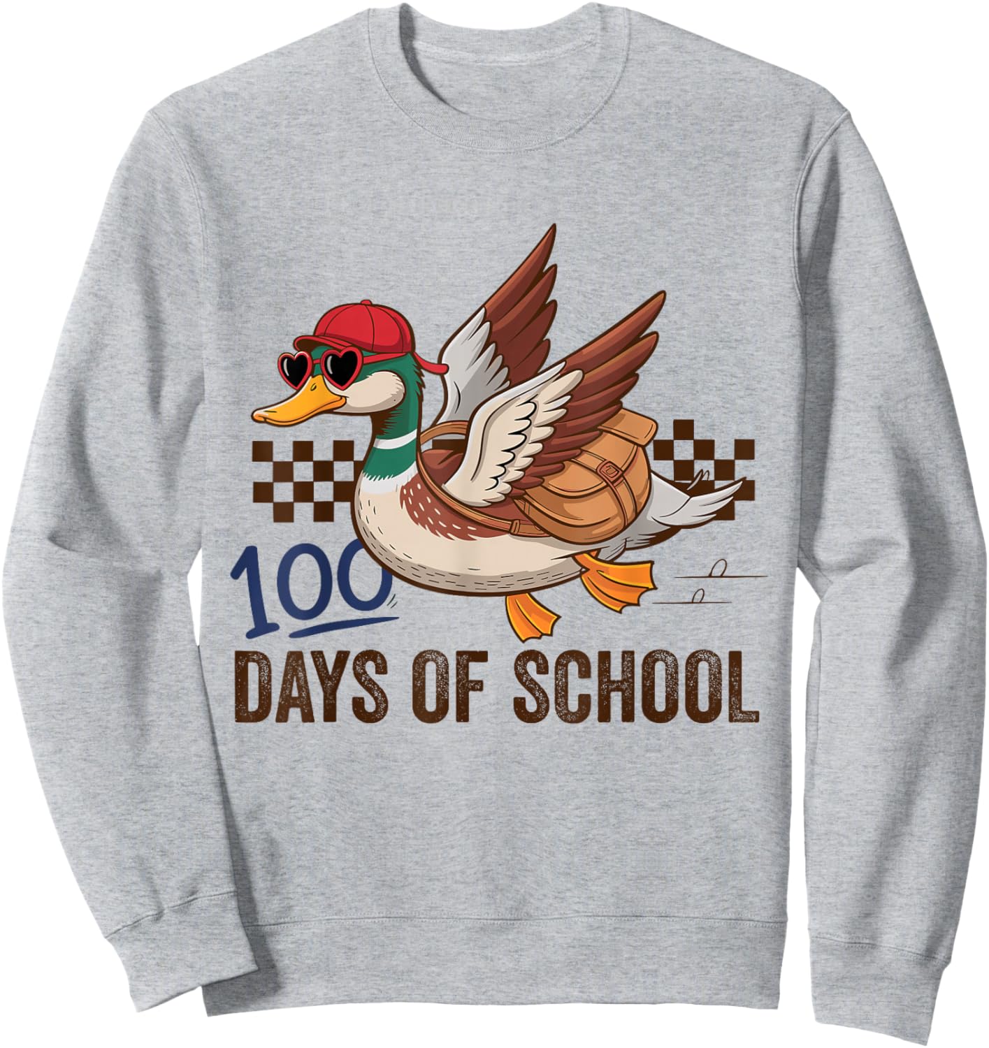 Happy 100 Days of School Goose Teacher Kids Sweatshirt - Sweatshirt | Ash