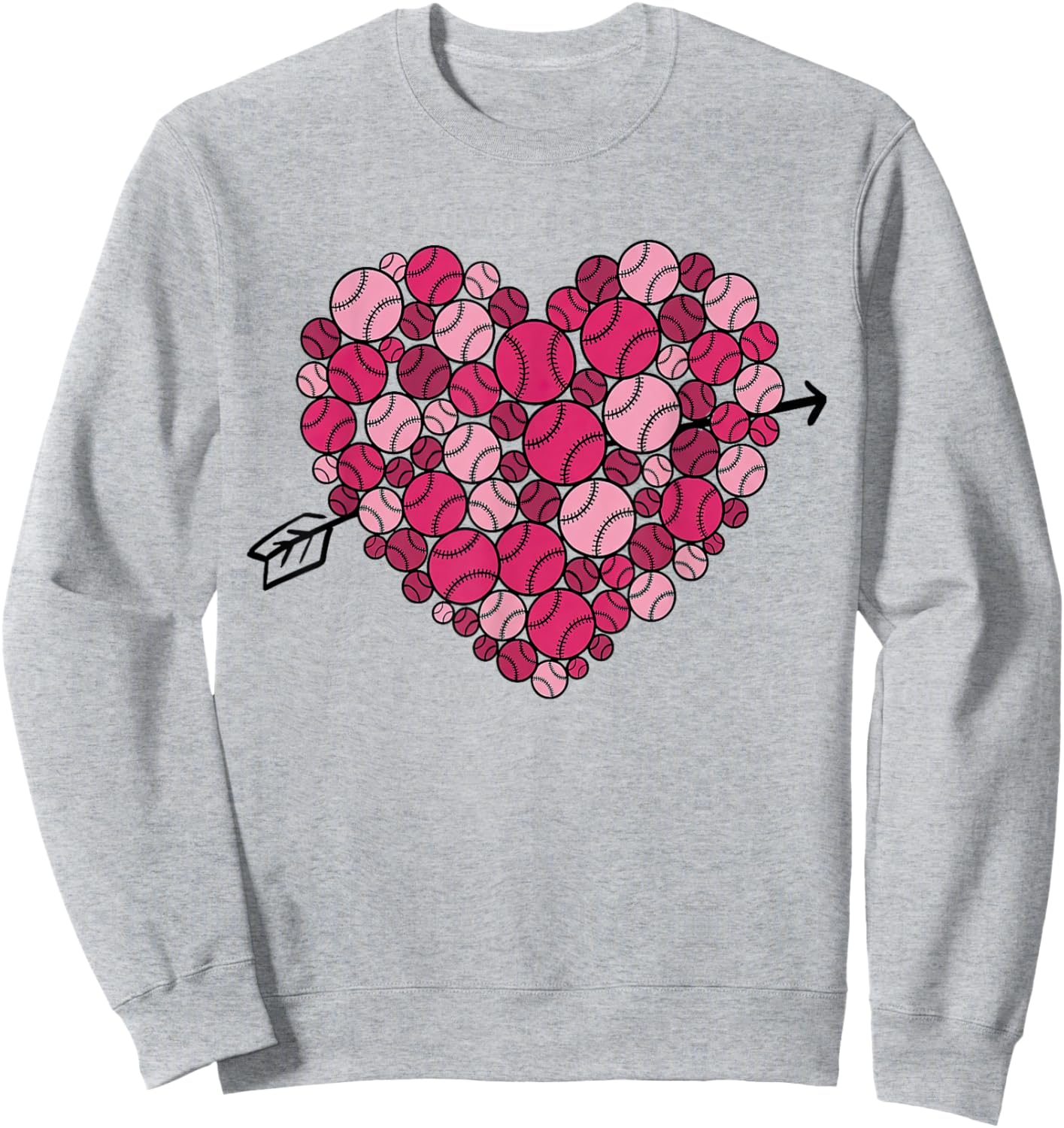 Valentine's Day Baseball Heart Softball Player Sports Lover Sweatshirt - Sweatshirt | Ash