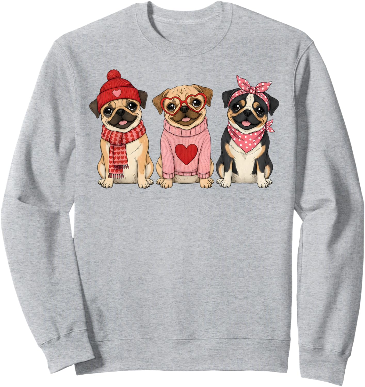 Cute Puggle Valentine Dog Sweatshirt - Sweatshirt | Ash