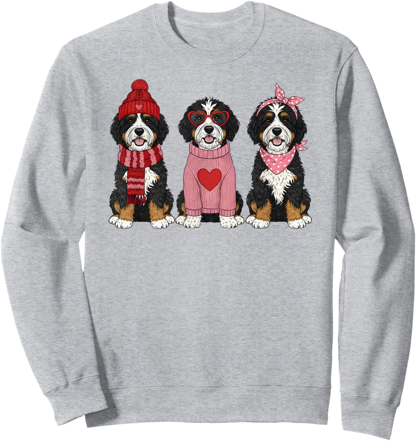 Cute Bernedoodle Valentine Doodle Dog Sweatshirt - Sweatshirt | Ash