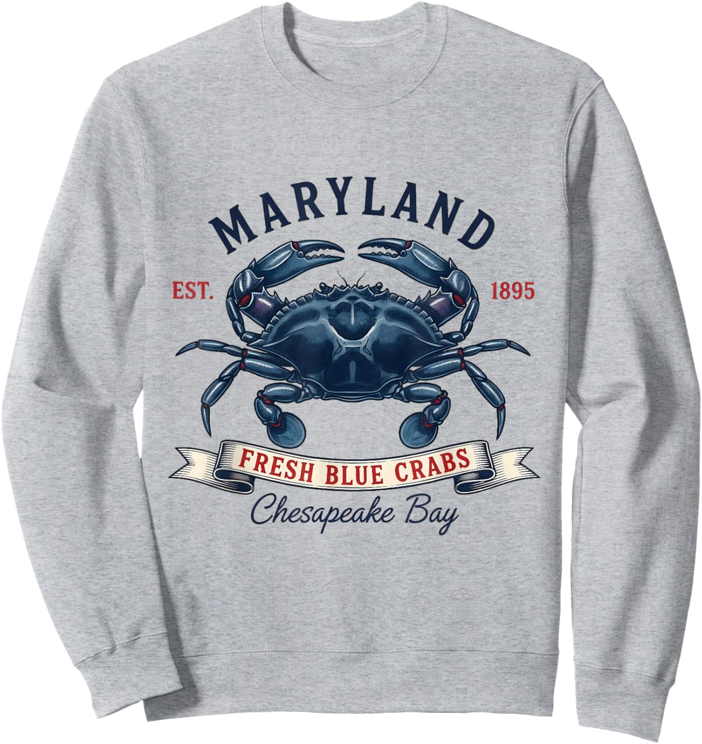 Maryland State Flag Crab Sweatshirt - Sweatshirt | Ash