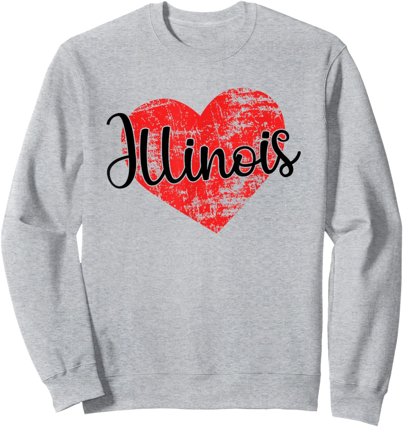 Illinois Love Cool Grunge Heart Fun Illinois Pride Sweatshirt - Sweatshirt | Ash