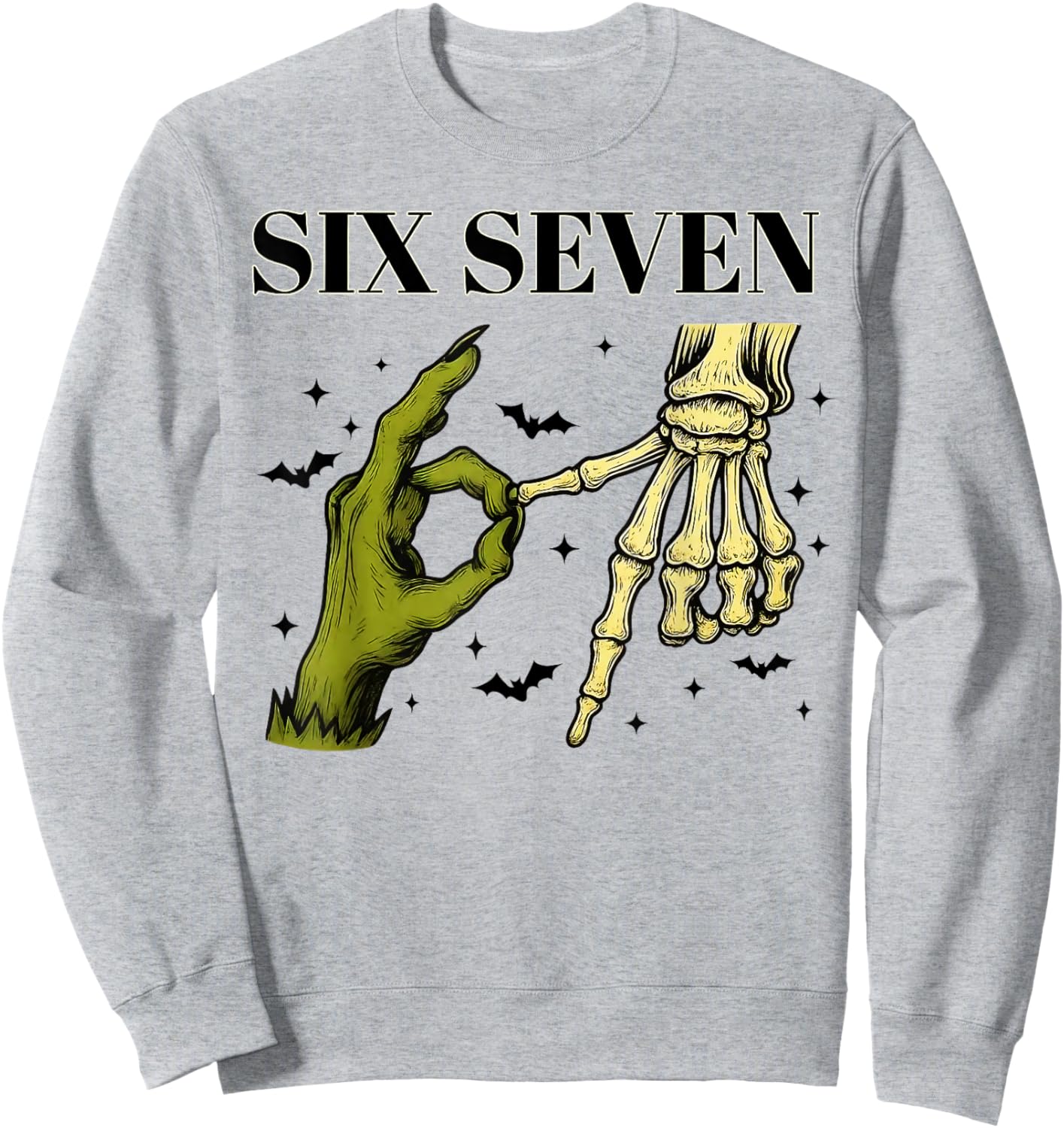 67 Witch Skeleton Hands Sign 67 Meme Halloween Costume Funny Sweatshirt - Sweatshirt | Ash