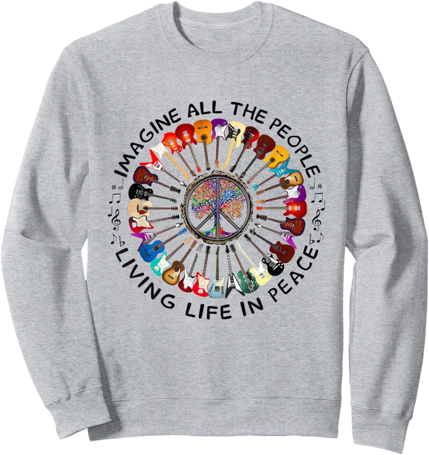 Imagine Hippie People Living Life in Peace and Love Sweatshirt - Sweatshirt | Ash