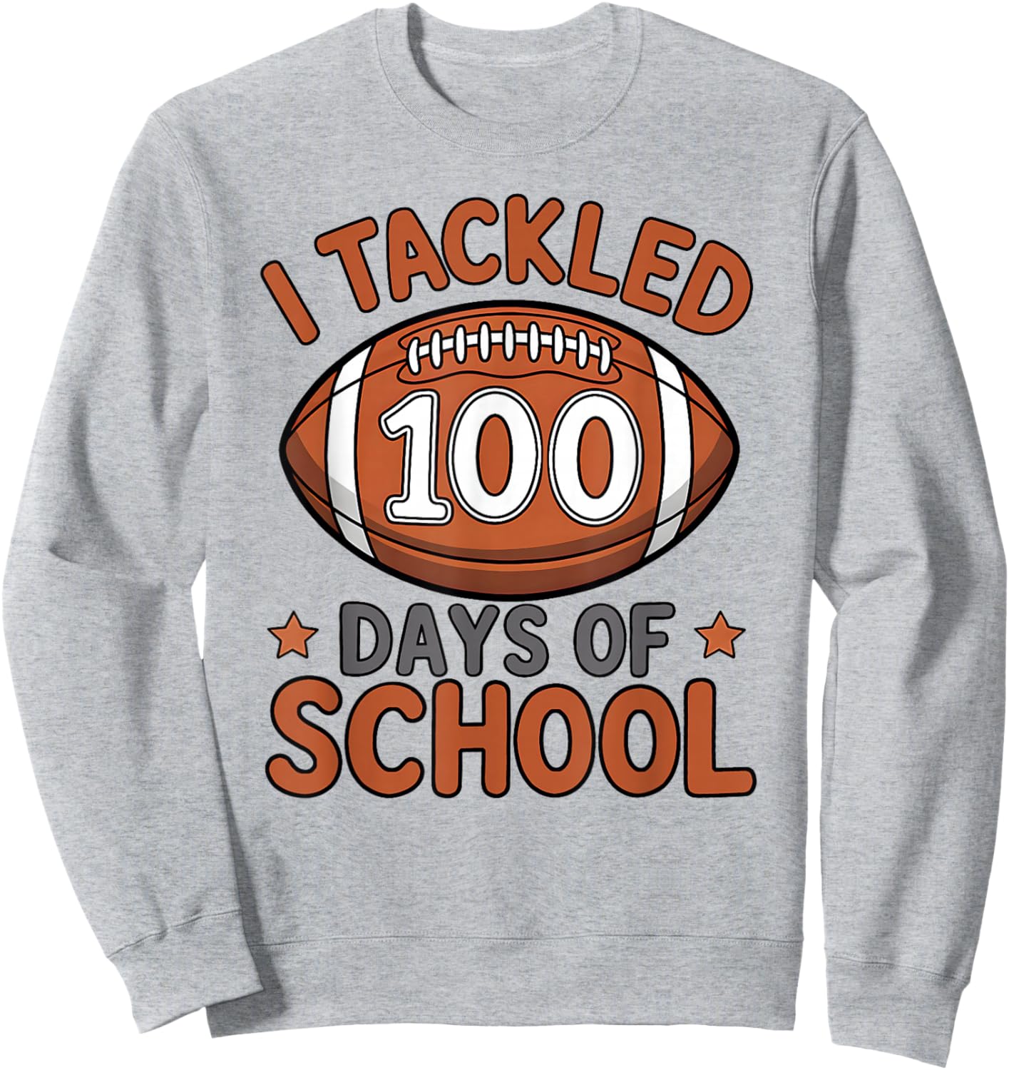 100th Day of School Football Boys Kids 100 Days of School Sweatshirt - Sweatshirt | Ash