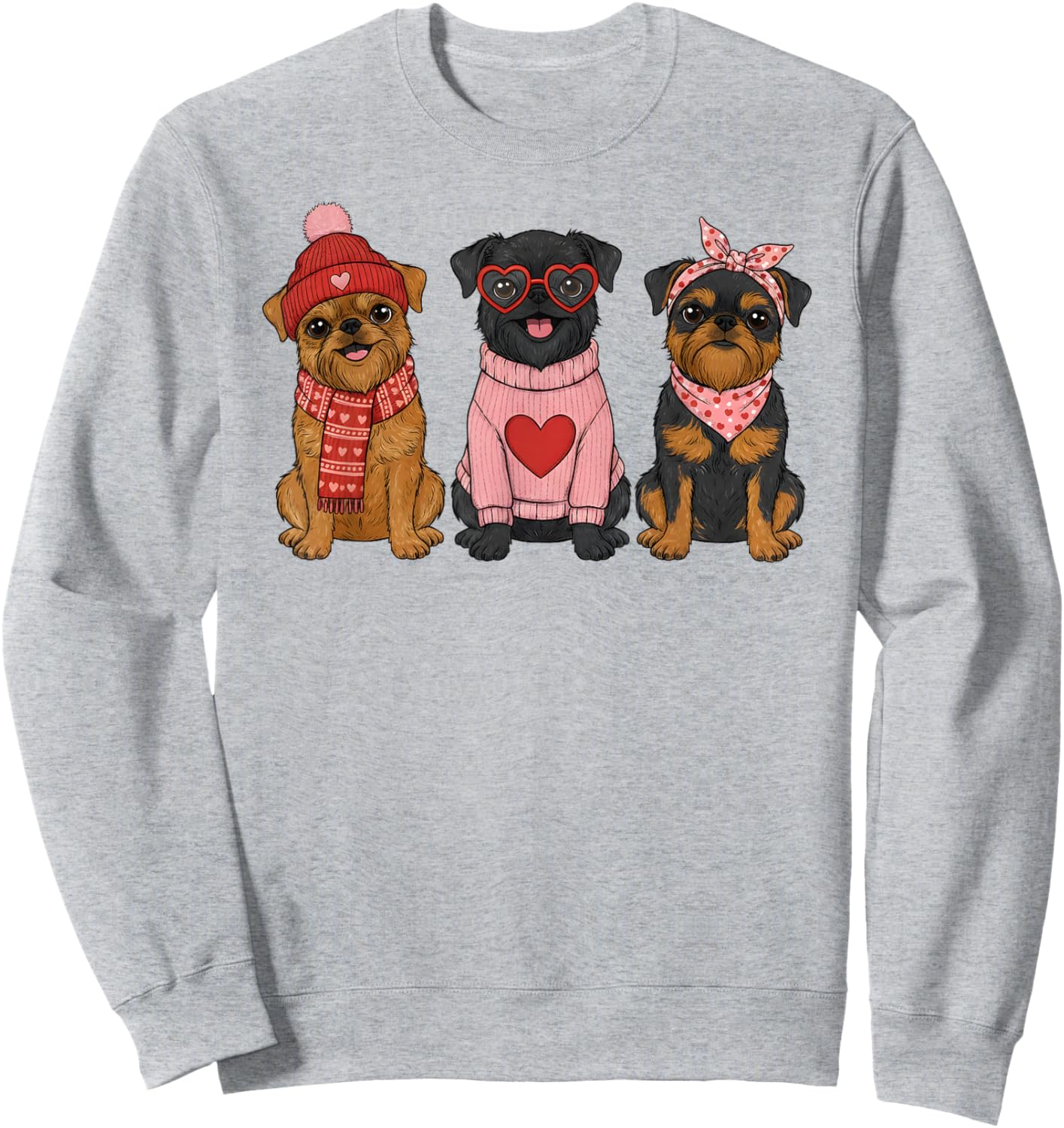 Cute Brussels Griffon Valentine Dog Sweatshirt - Sweatshirt | Ash