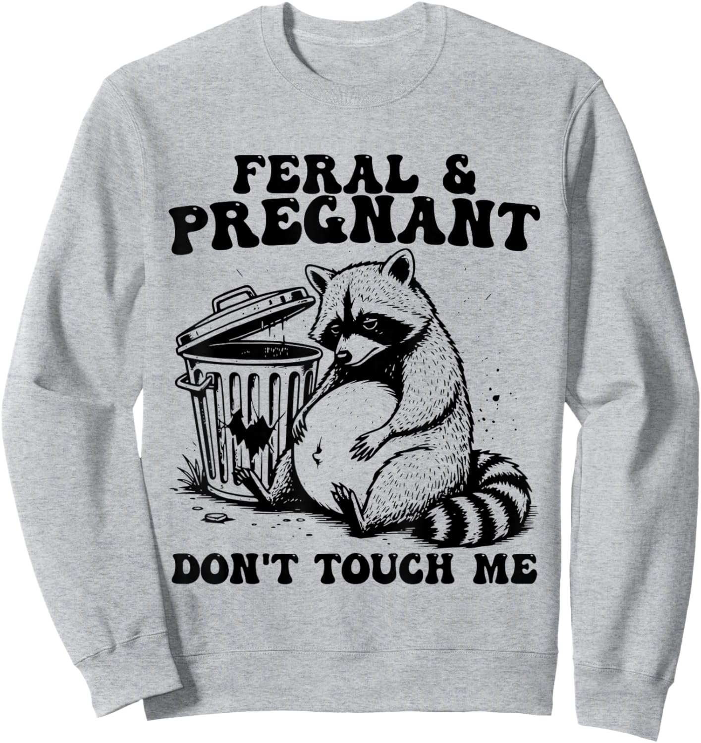 Feral and Pregnant Dont Touch Me Funny Pregnancy Humor Meme Sweatshirt - Sweatshirt | Ash