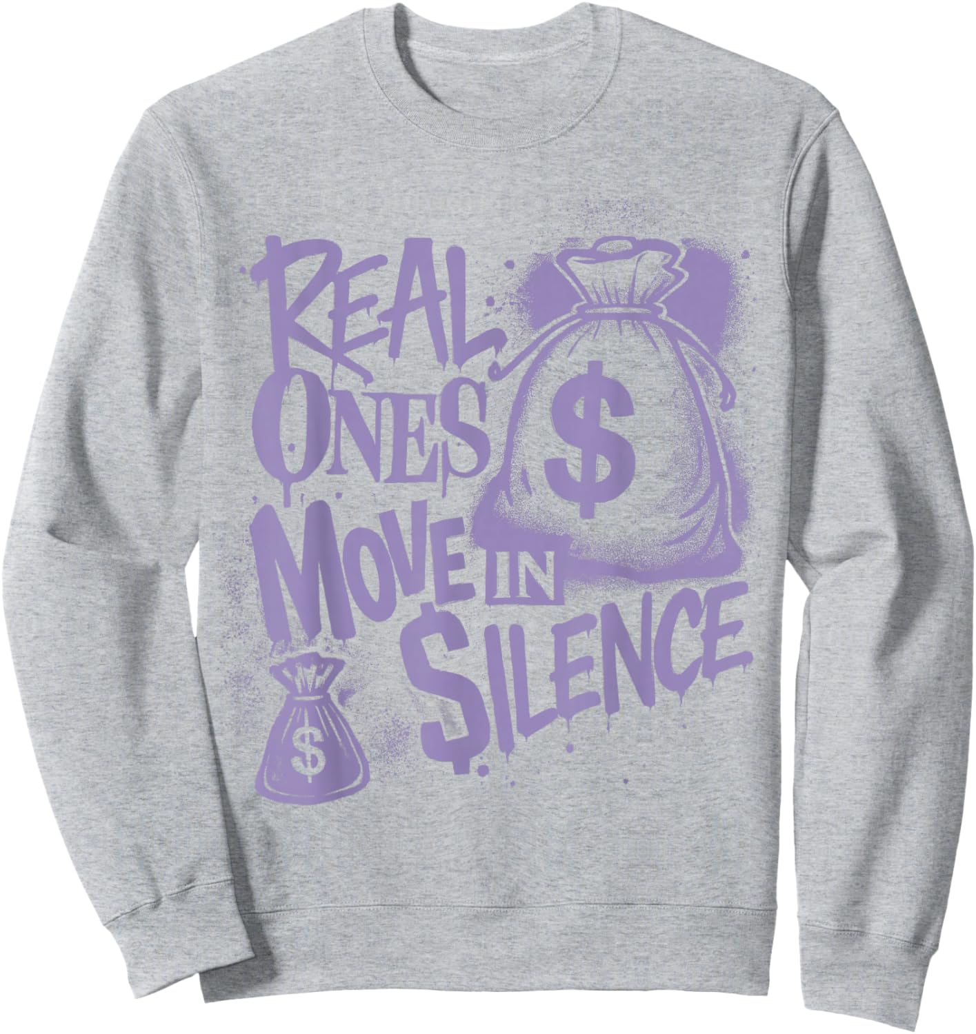 Hydrangeas Wild Grape White Purple Graphic Match Sweatshirt - Sweatshirt | Ash
