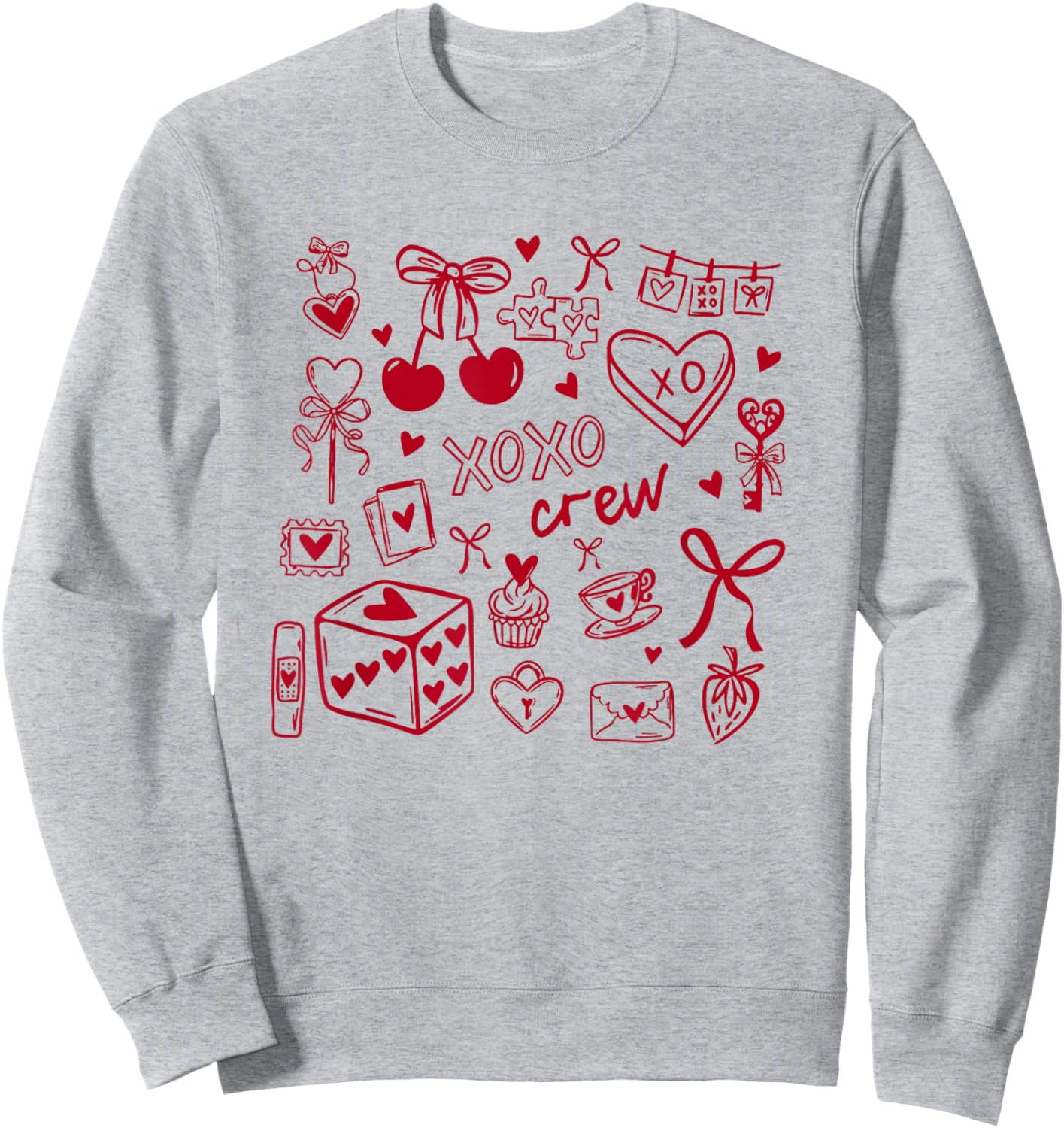 Women XOXO Crew Valentine's Day Galentine's Day Matching Sweatshirt - Sweatshirt | Ash