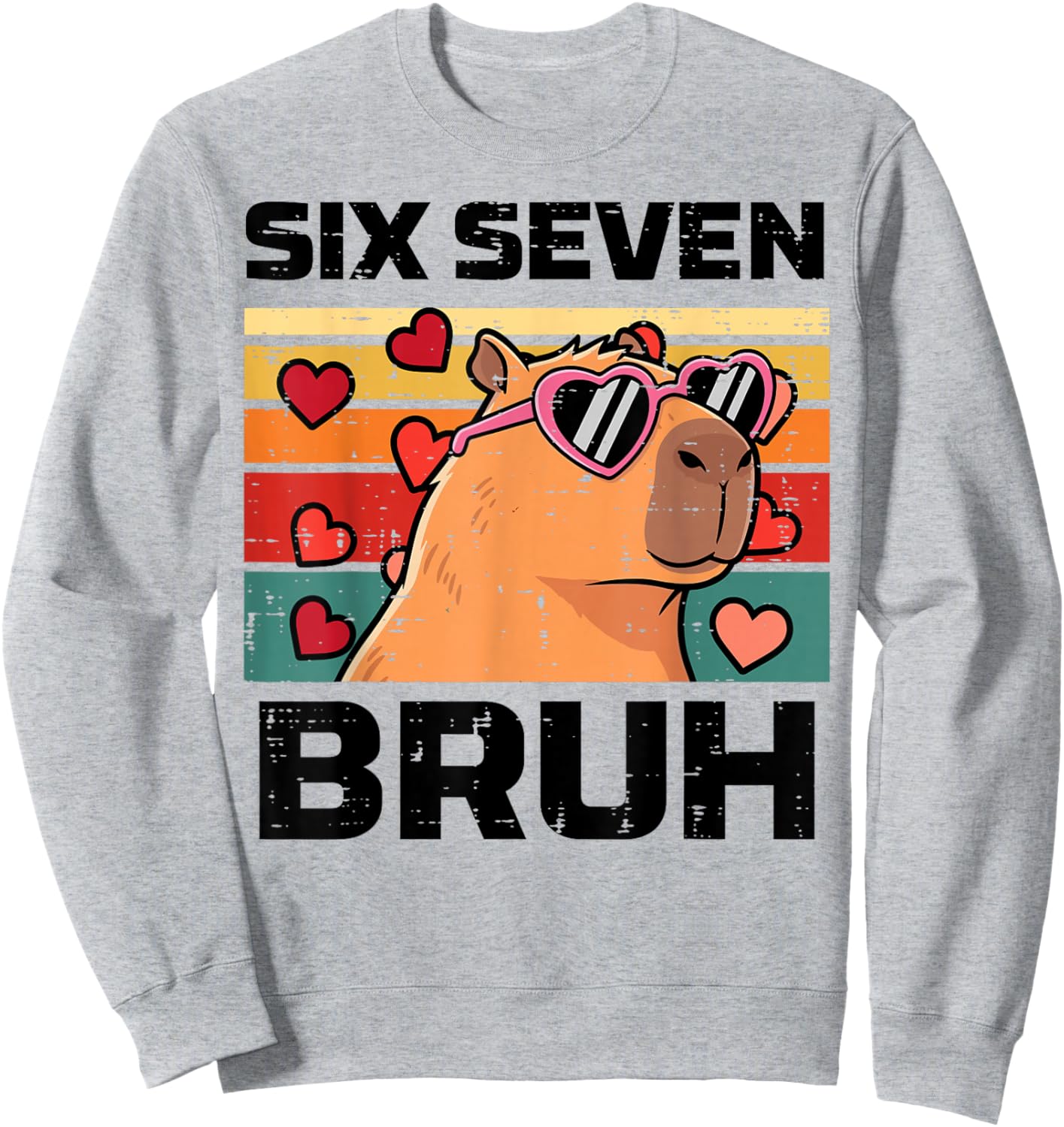 Six Seven Bruh Capybara 6 7 Valentines Day Kids Boys Youth Sweatshirt - Sweatshirt | Ash