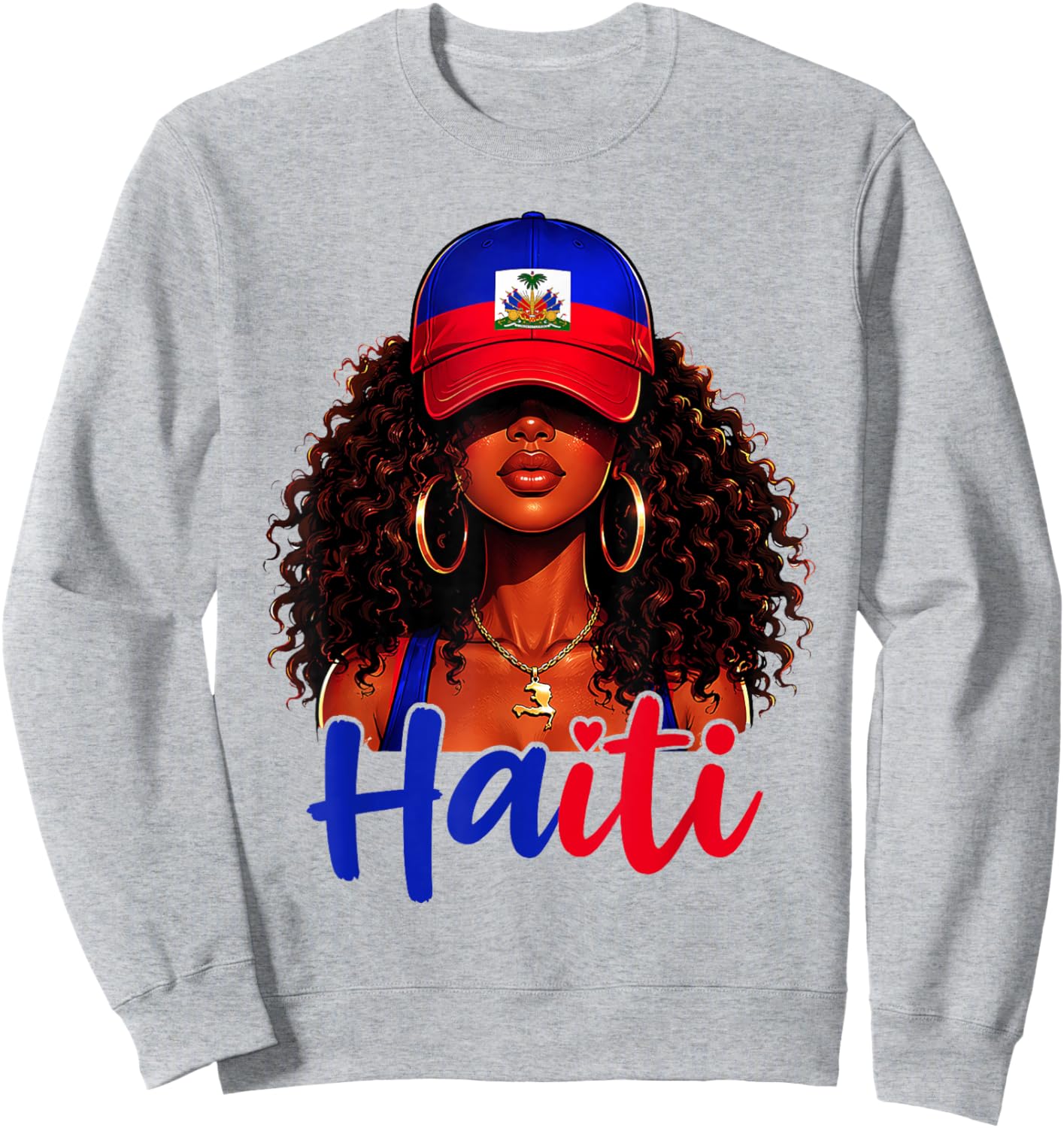 Haitian Princess Haiti Flag Melanin for Black Girls Women Sweatshirt - Sweatshirt | Ash