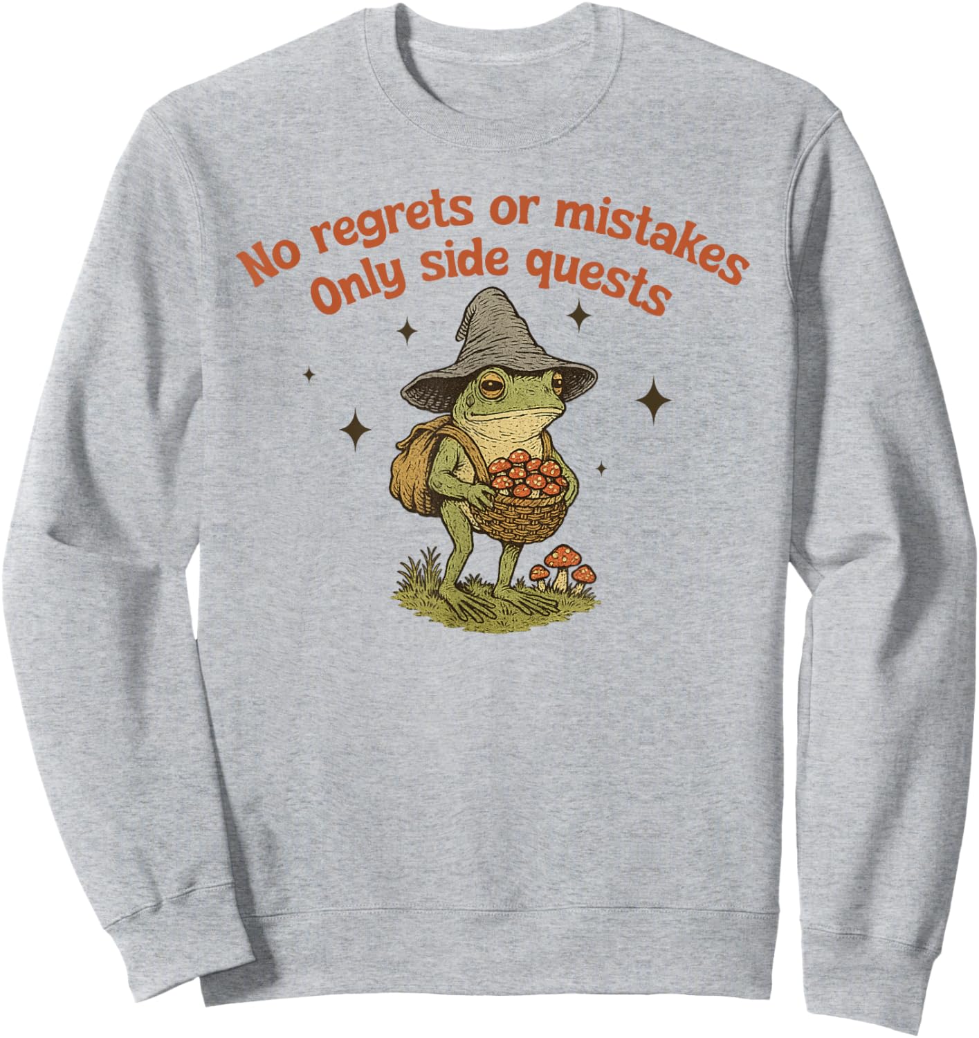 No Regrets Or Mistakes - Only Side Quests Funny Frog Weird Sweatshirt - Sweatshirt | Ash