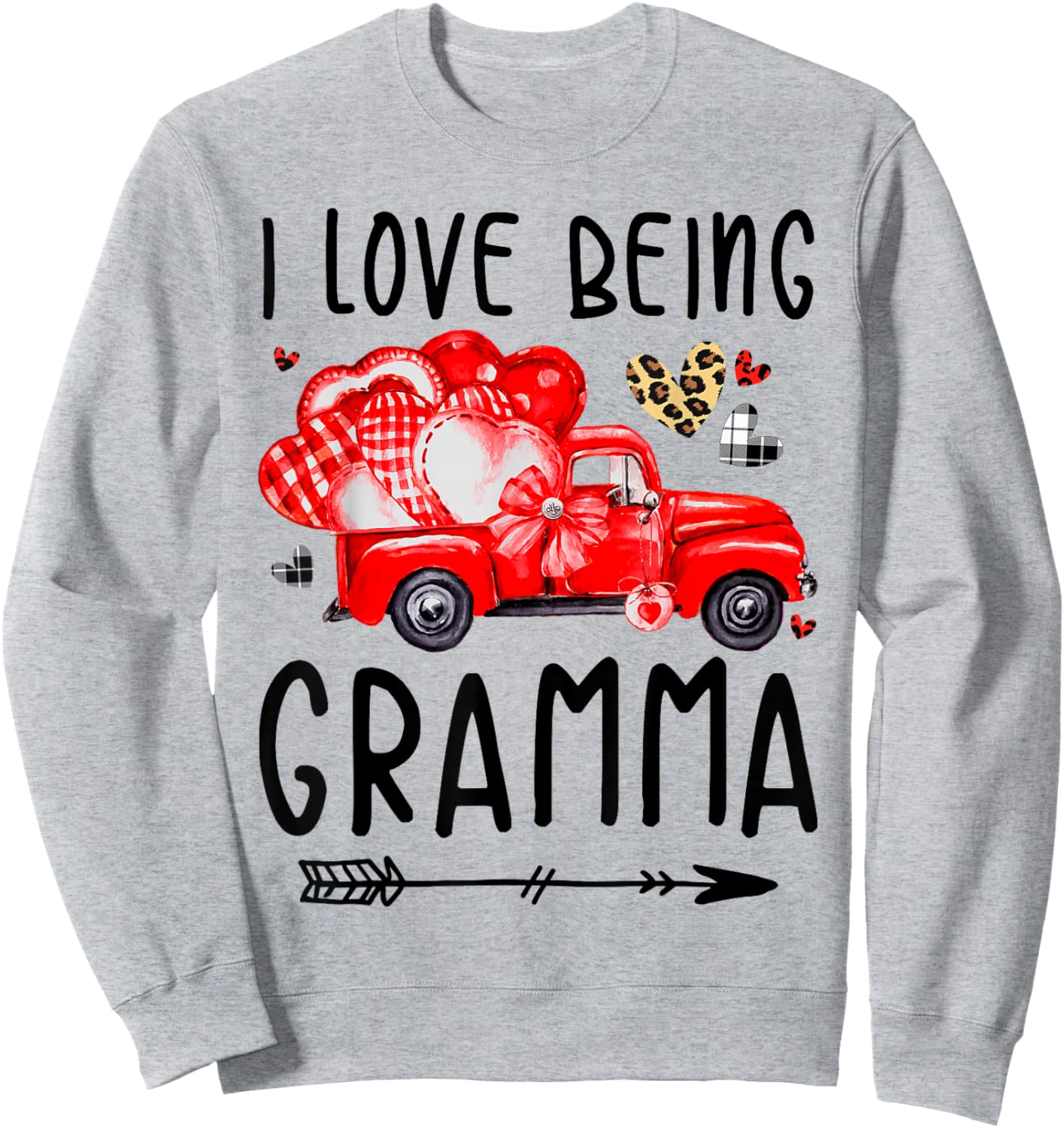 I Love Being Gramma Valentine's Truck Hearts Sweatshirt - Sweatshirt | Ash