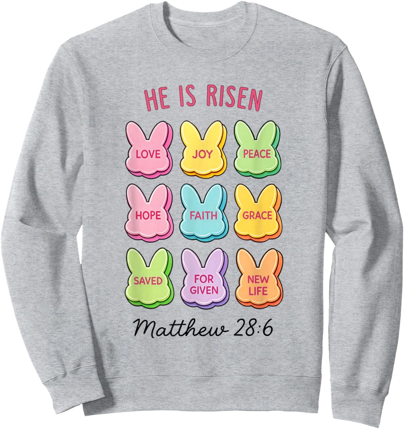 He is Risen Christian Bunny Easter Day Women Sweatshirt - Sweatshirt | Ash
