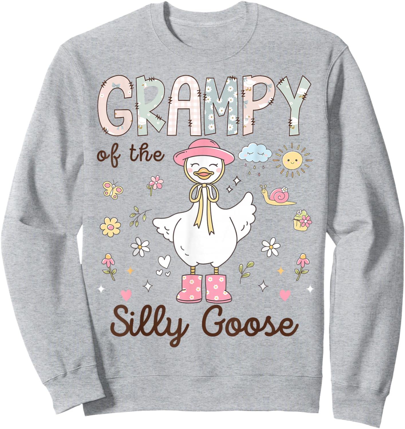 Grampy of The Silly Goose First Birthday Girl Family Sweatshirt - Sweatshirt | Ash
