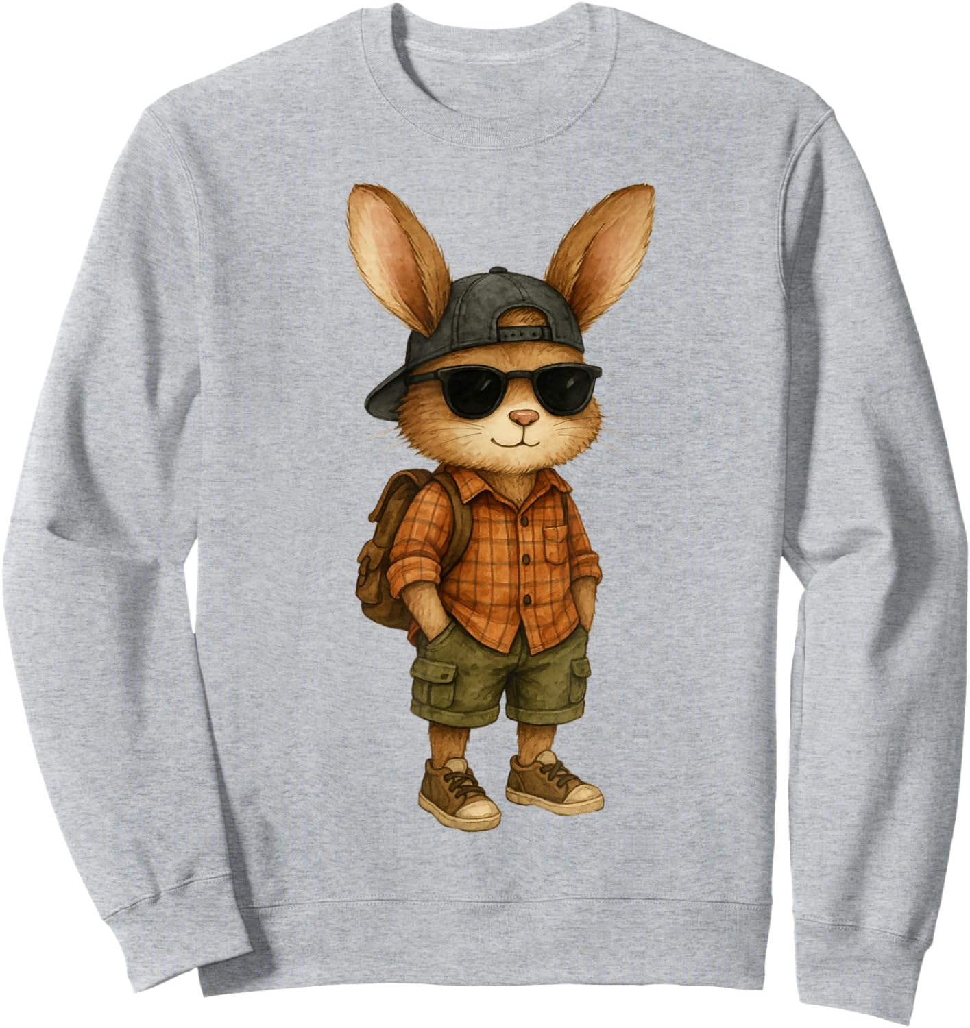 Easter Bunny Boys Sunglasses Cute Rabbit School Party Kids Sweatshirt - Sweatshirt | Ash