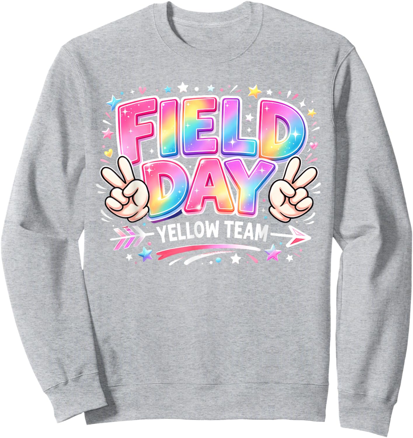 Field Day Yellow Team Peace Hand Pastel Men Women Kid Sweatshirt - Sweatshirt | Ash