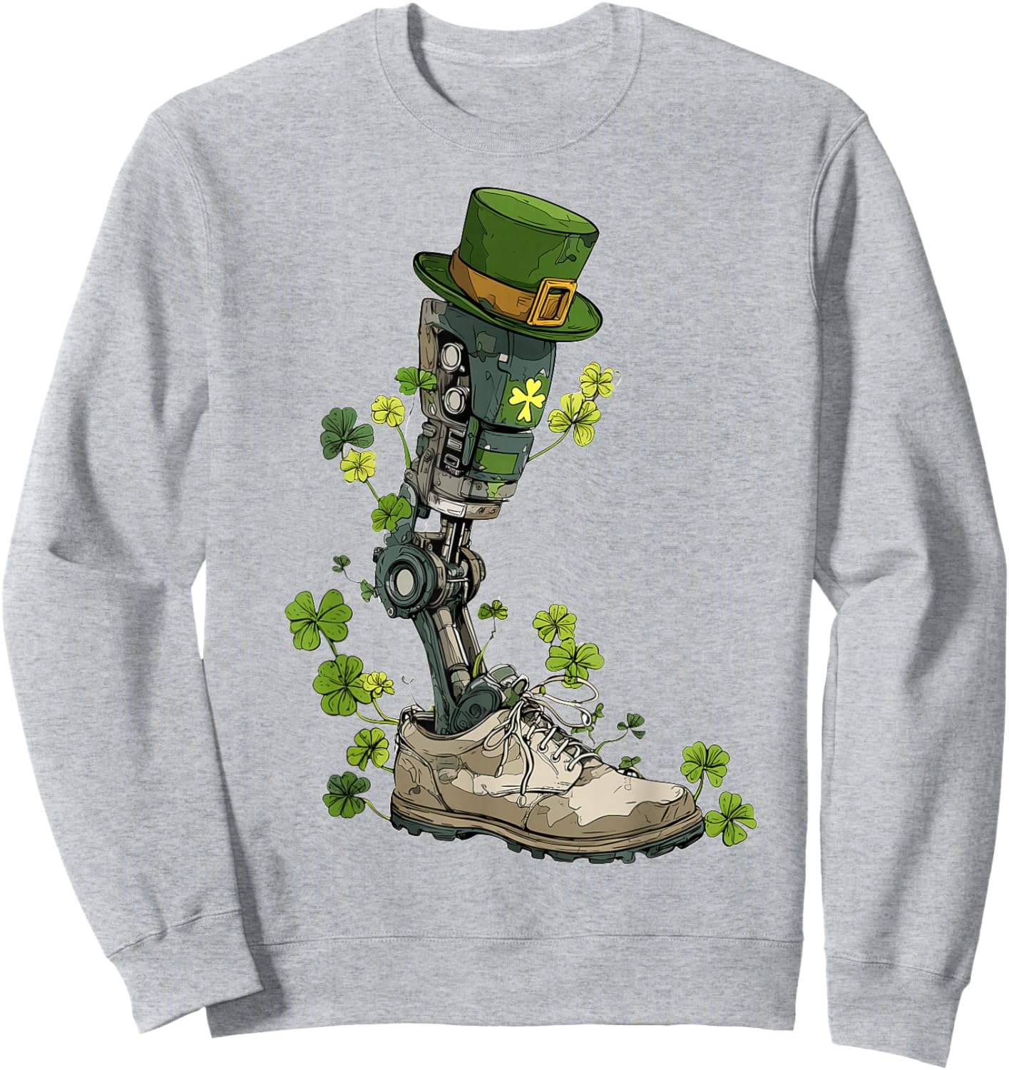 Amputee Prosthetic Amputated St. Patricks Day Pattys Day Sweatshirt - Sweatshirt | Ash