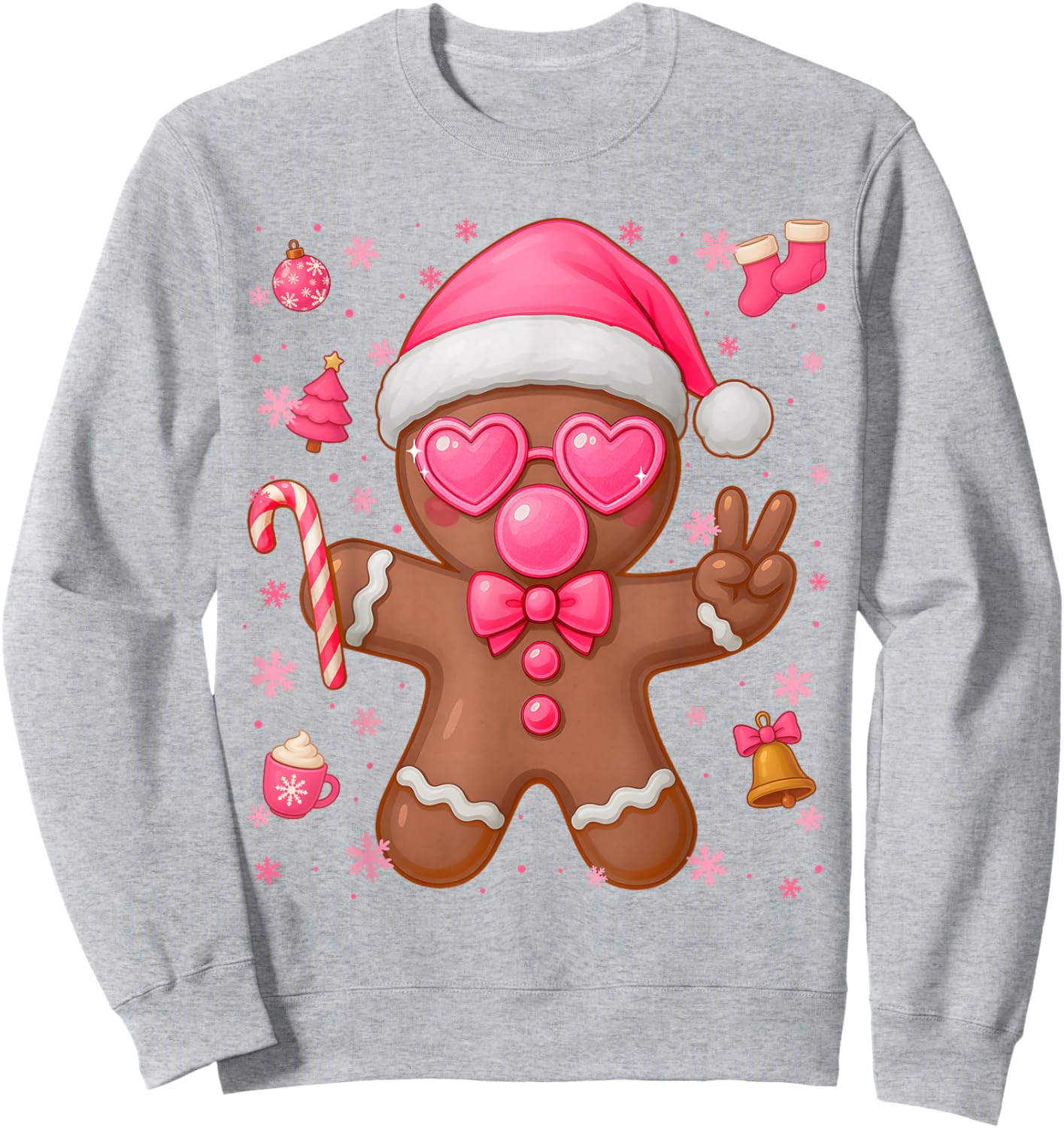 Cute Pink Gingerbread Bubble Gum Christmas Xmas Girl Sweatshirt - Sweatshirt | Ash