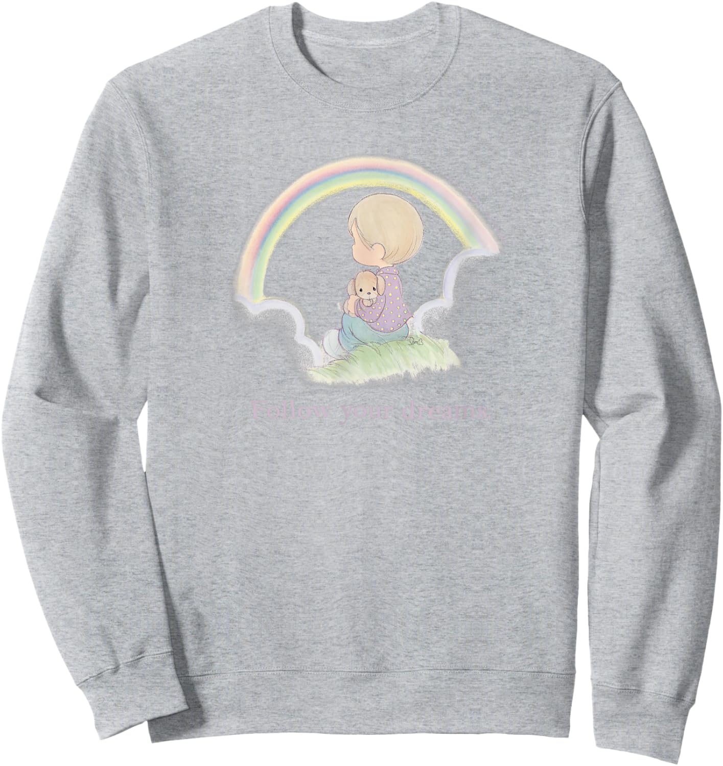 Precious Moments Follow Your Dreams Rainbow Cute Puppy Sweatshirt - Sweatshirt | Ash