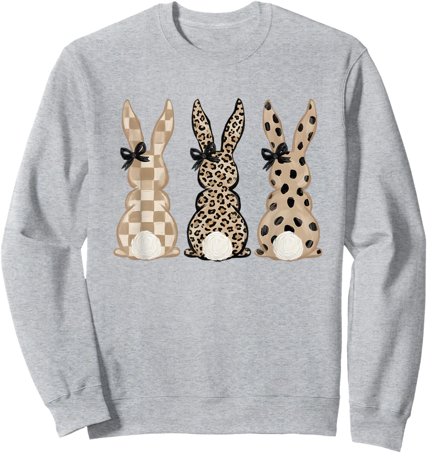Cute Pink Leopard Eggs Happy Easter Bunny Rabbit Sweatshirt - Sweatshirt | Ash