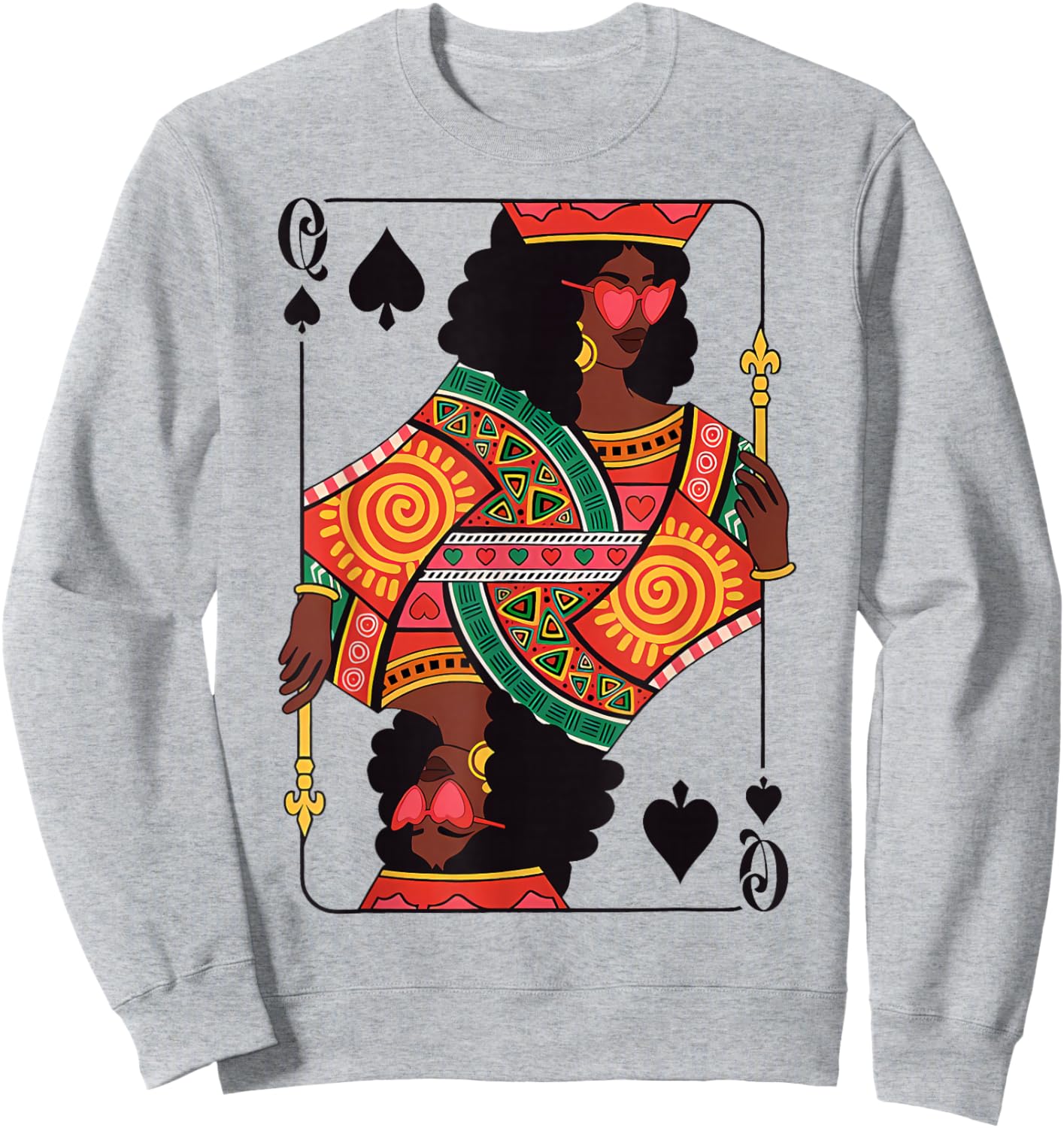 Queen of Spades Card Black Woman African American Pride Sweatshirt - Sweatshirt | Ash