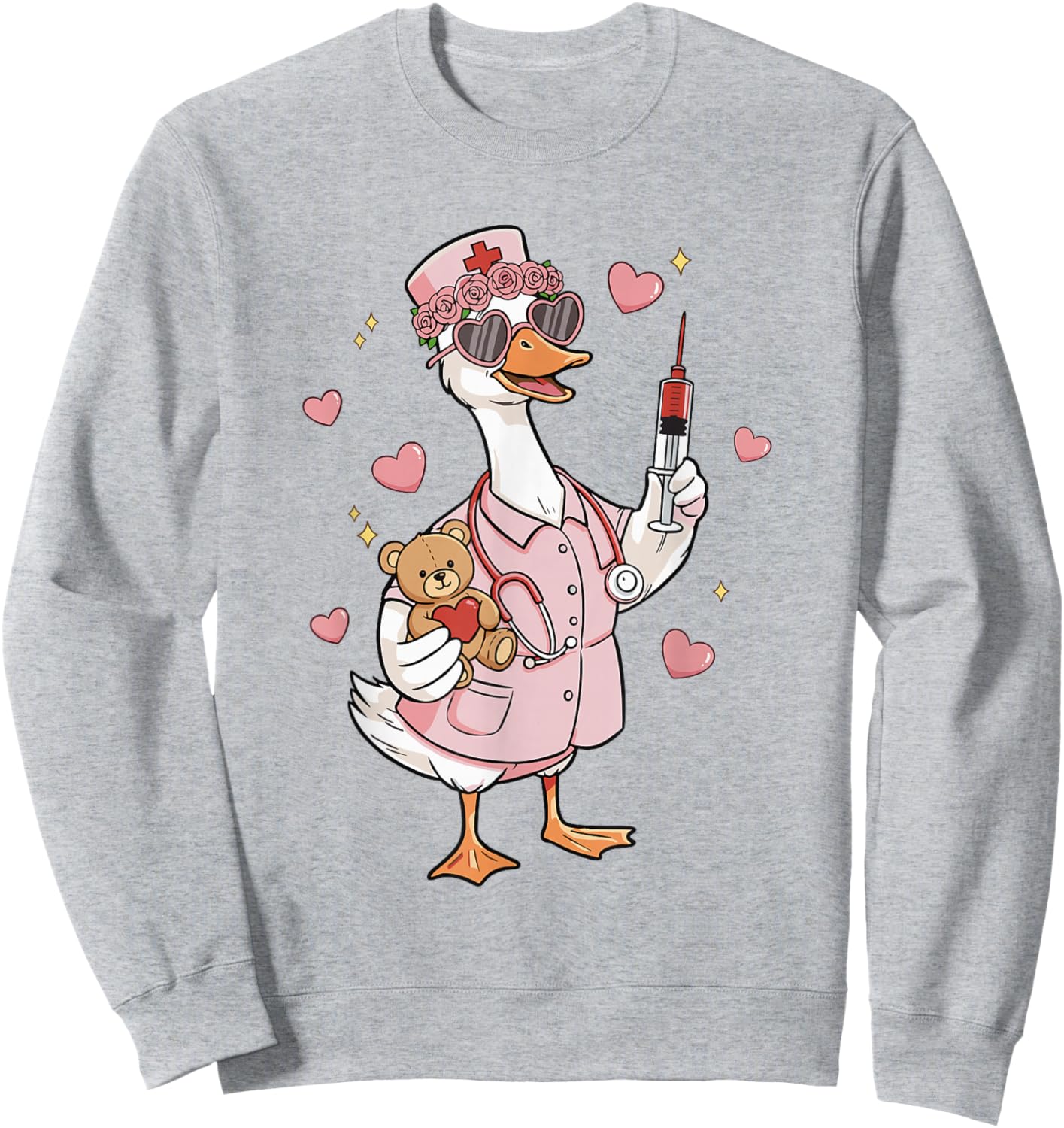 Pediatric Nurse Valentine's Day Funny Silly Goose Peds Sweatshirt - Sweatshirt | Ash