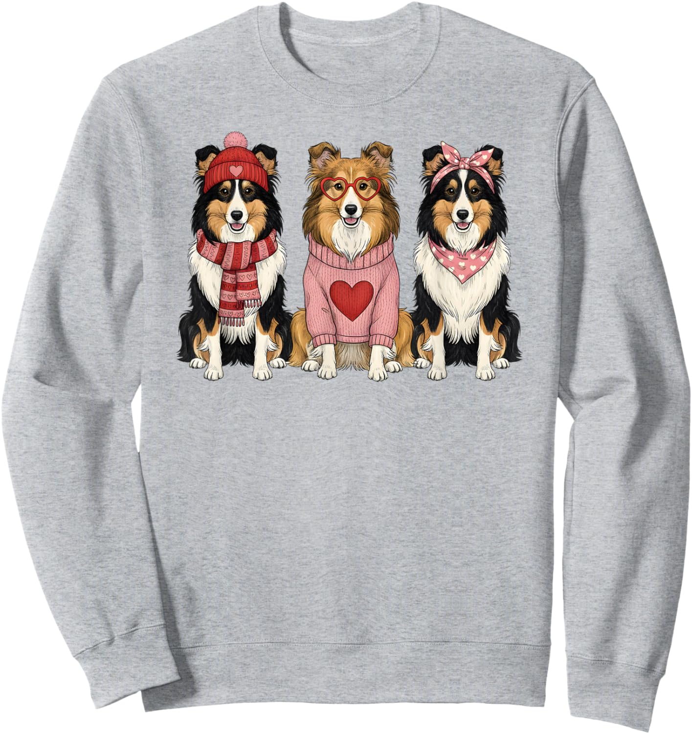 Cute Shetland Sheepdog Valentine Sheltie Dog Sweatshirt - Sweatshirt | Ash