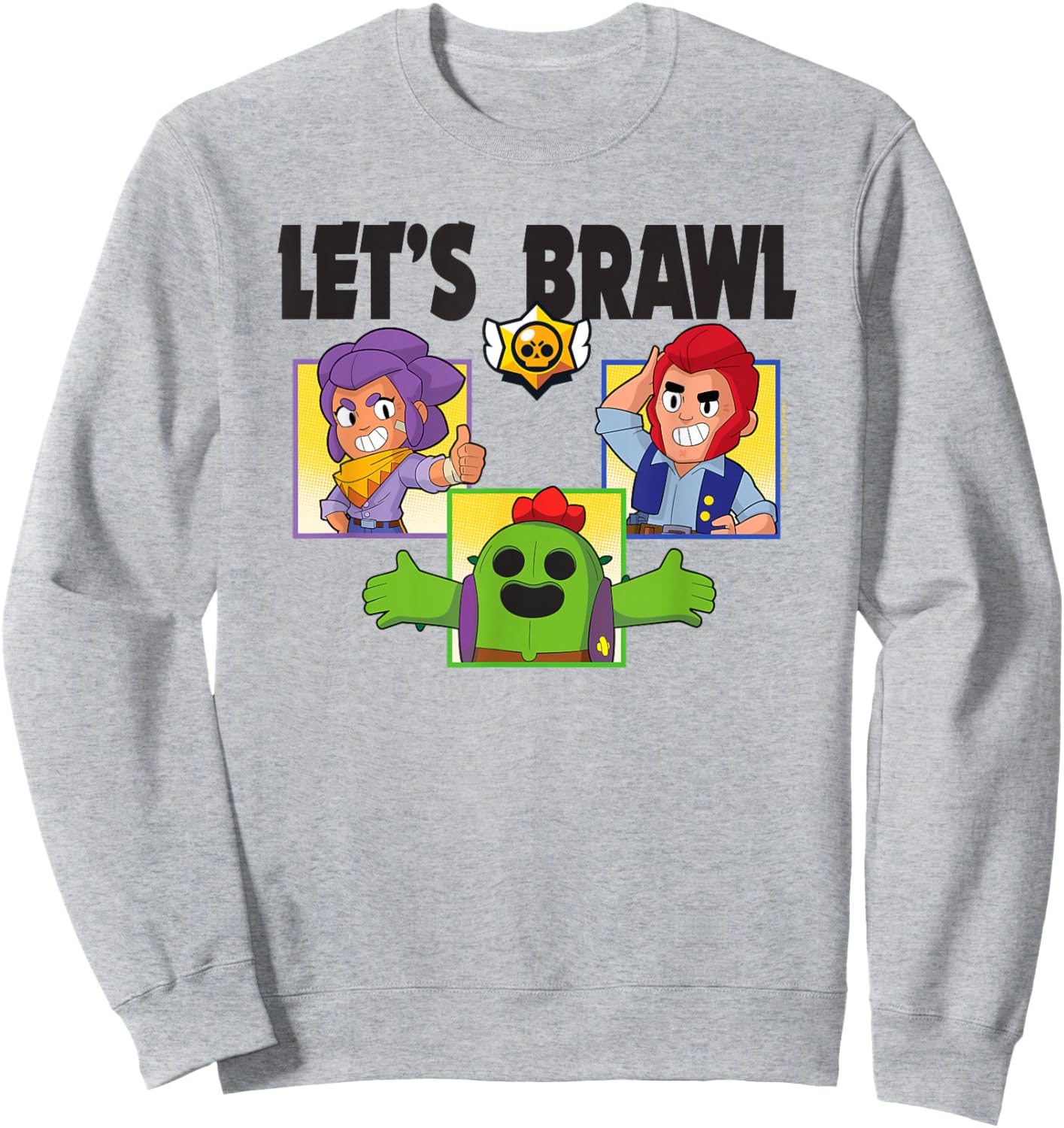 Brawl Stars Let's Brawl Colt Spike and Shelly Group Shot Sweatshirt - Sweatshirt | Ash