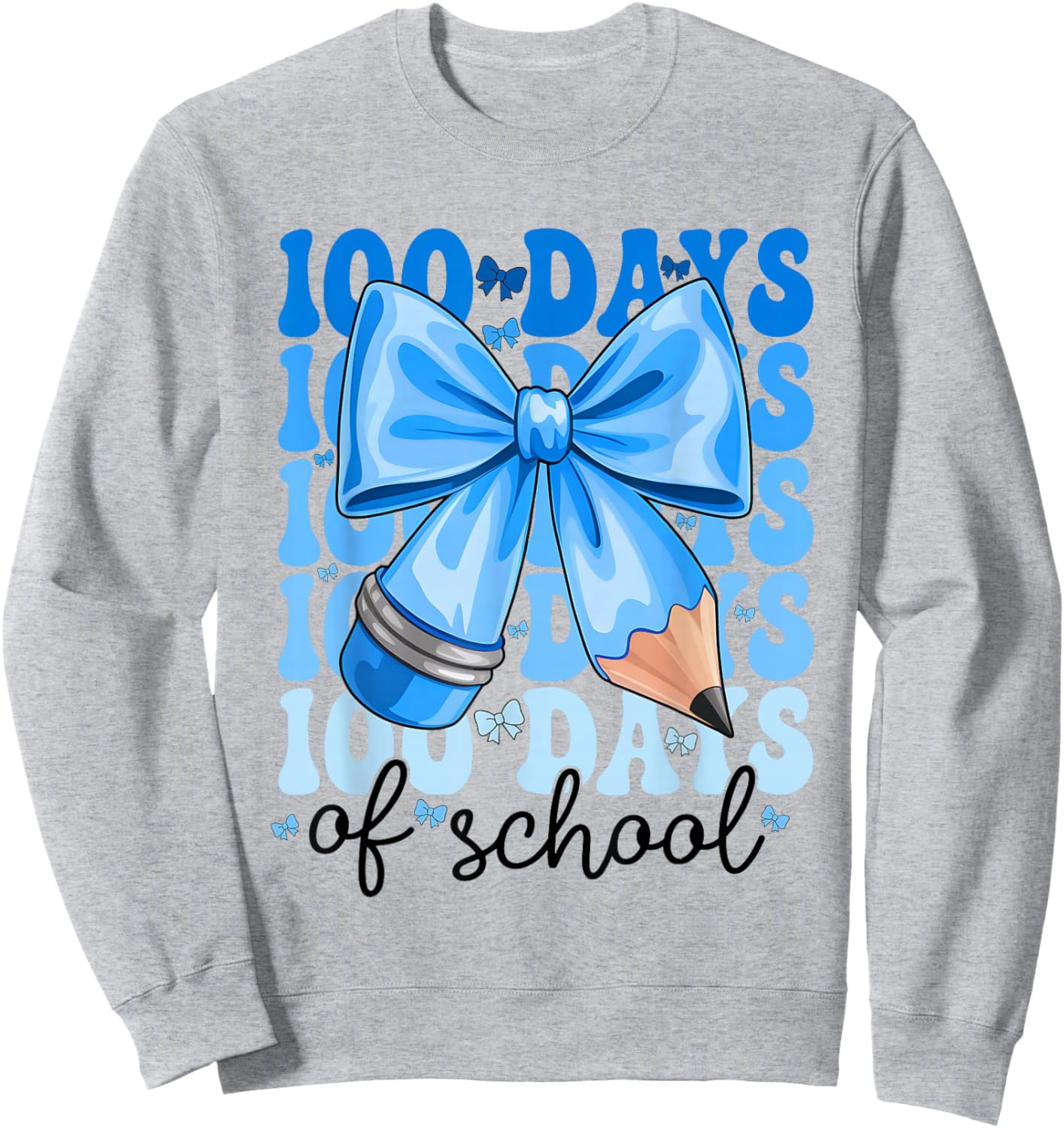 100 Days of School Coquette Bow 100th Day of School Boys Sweatshirt - Sweatshirt | Ash