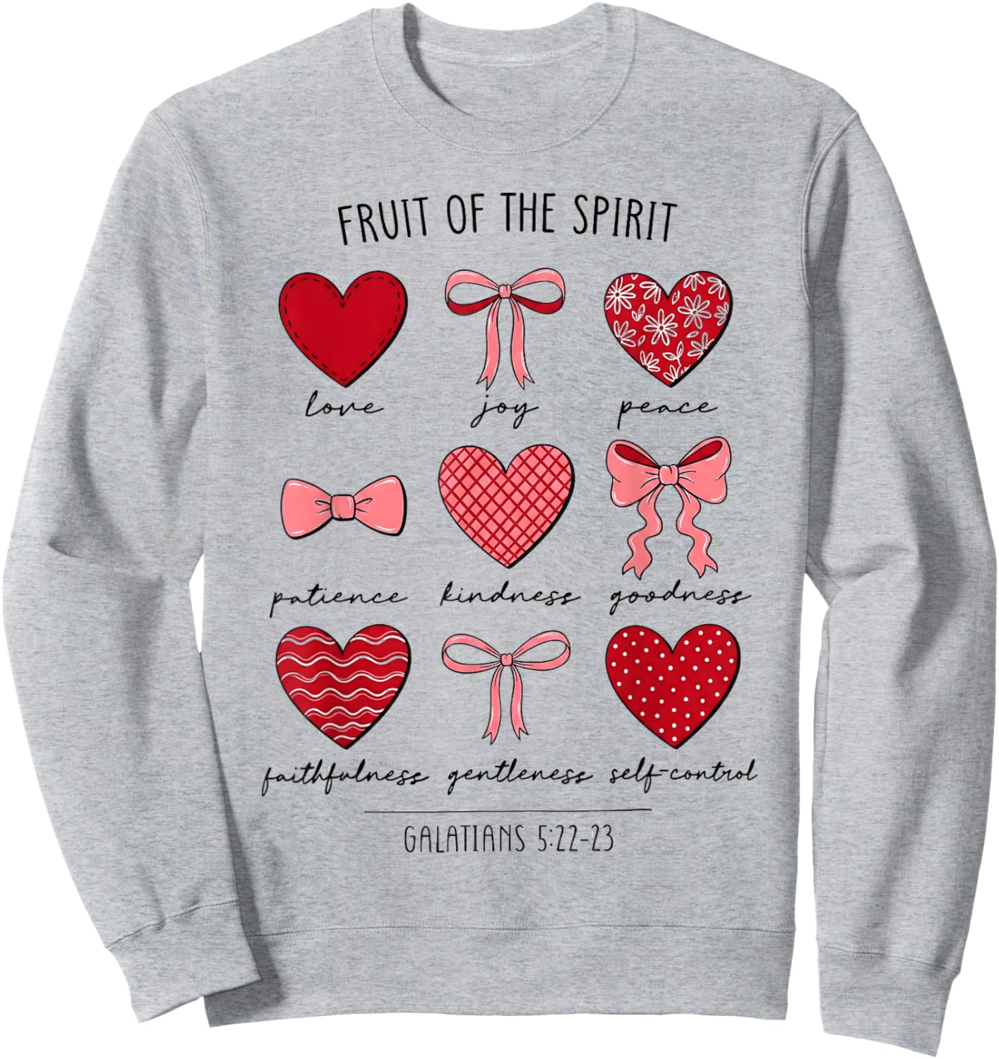 Fruit of The Spirit Christian Hearts Galatians Sweatshirt - Sweatshirt | Ash