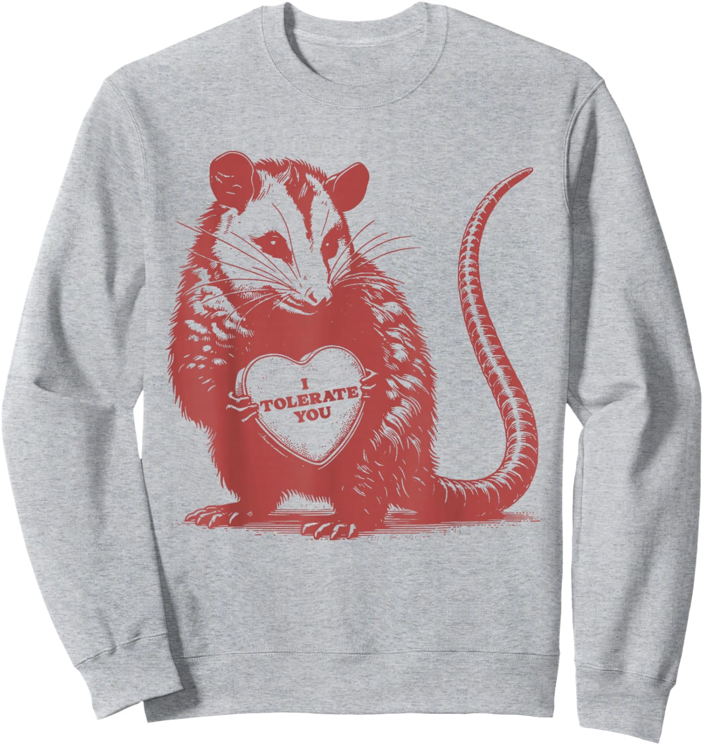 I Tolerate You Funny Opossum Valentine Sarcastic Quote Sweatshirt - Sweatshirt | Ash