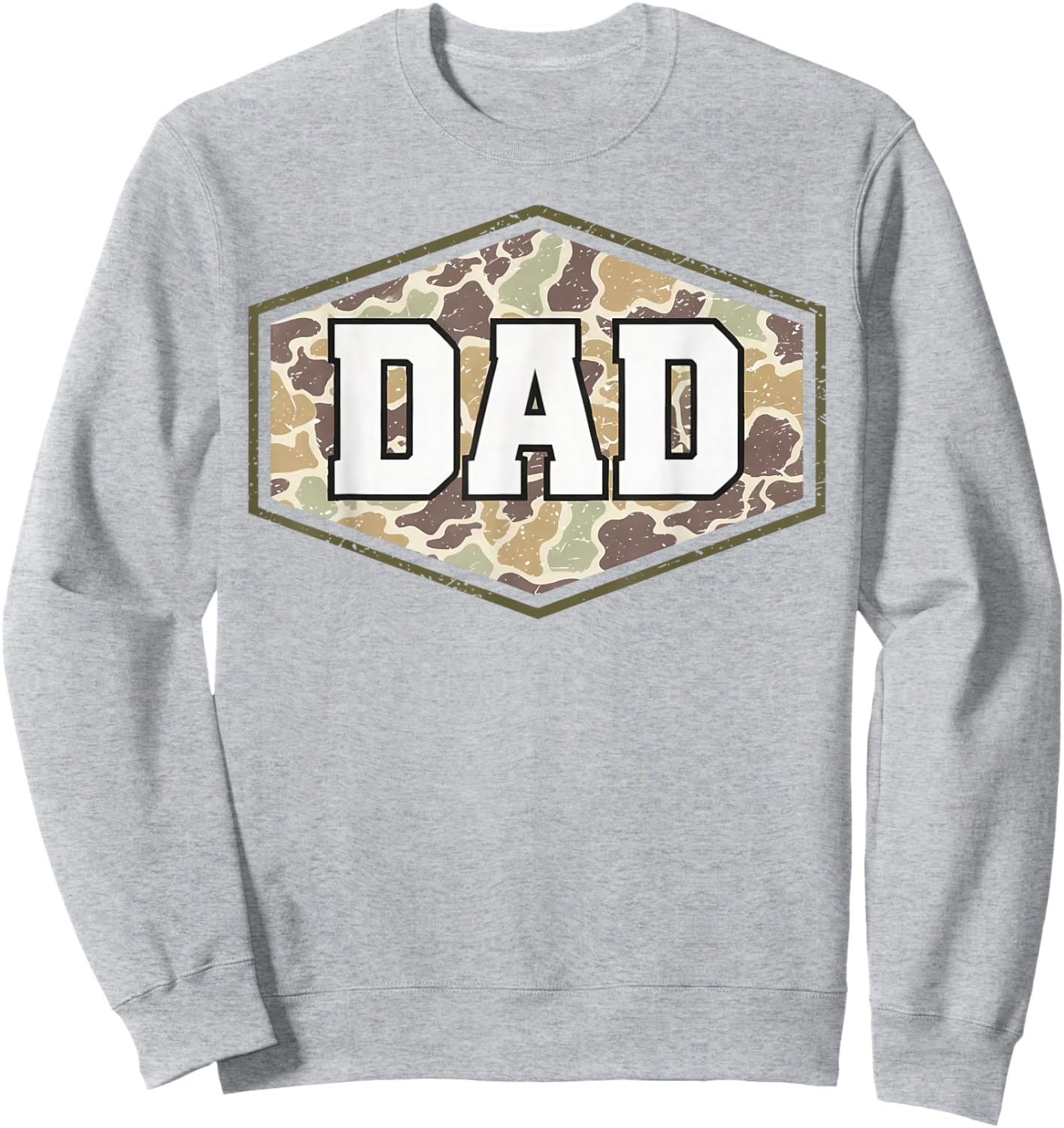 Retro Varsity Camo Dad Duck Hunting Camouflage Father’s Day Sweatshirt - Sweatshirt | Ash