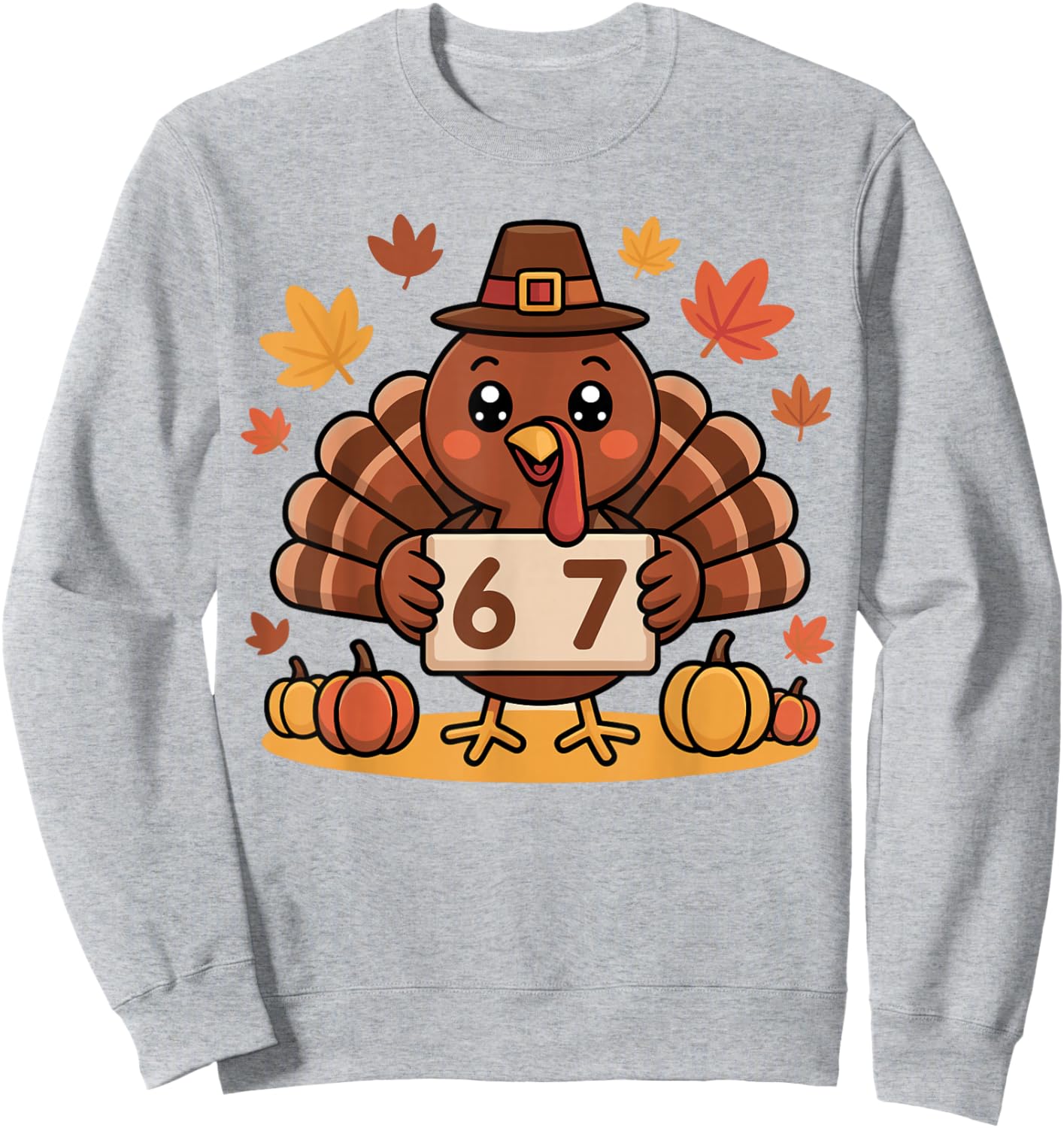 67 Thanksgiving Cute Turkey Funny Kids Sweatshirt - Sweatshirt | Ash
