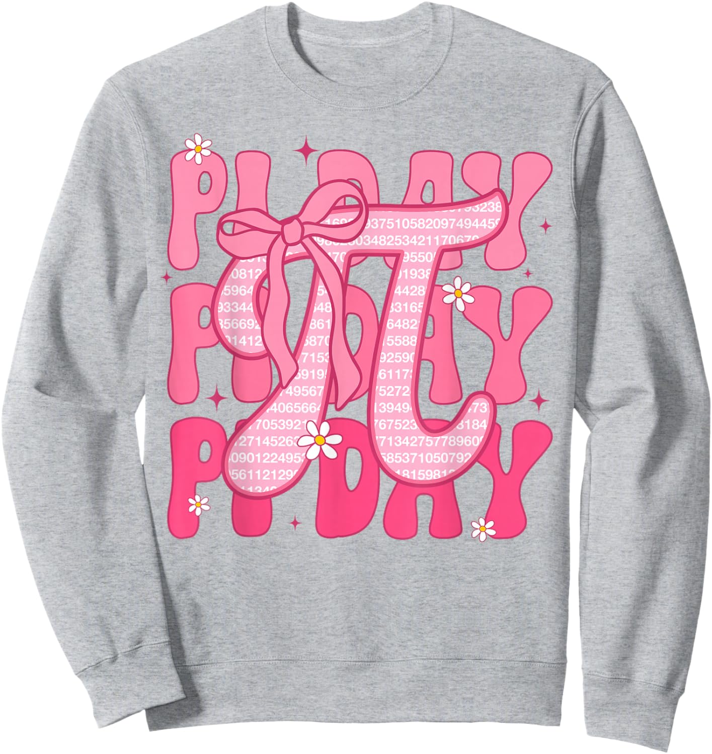 Pi Day Girls Kids Coquette Bow Math Teacher Women 3.14 Pi Sweatshirt - Sweatshirt | Ash