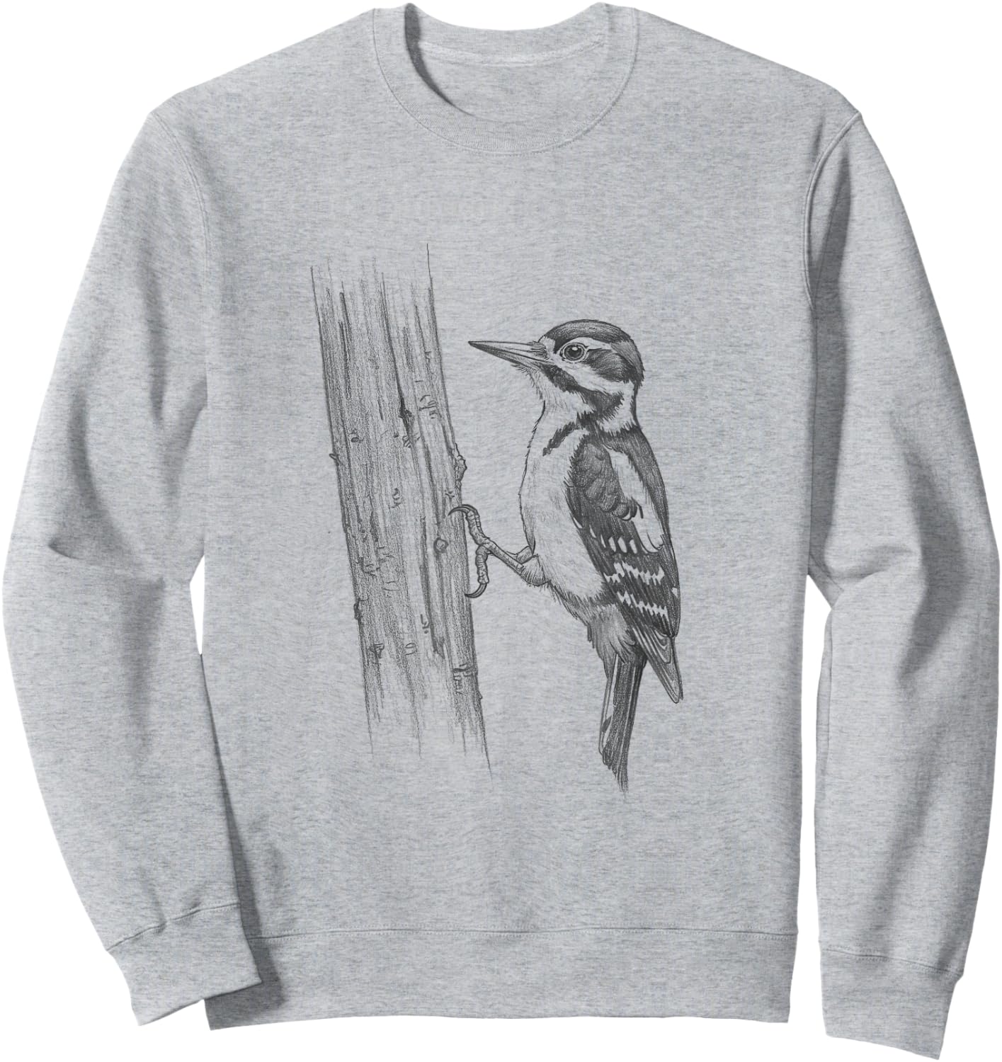 Vintage Woodpecker Drawing Design Sweatshirt - Sweatshirt | Ash