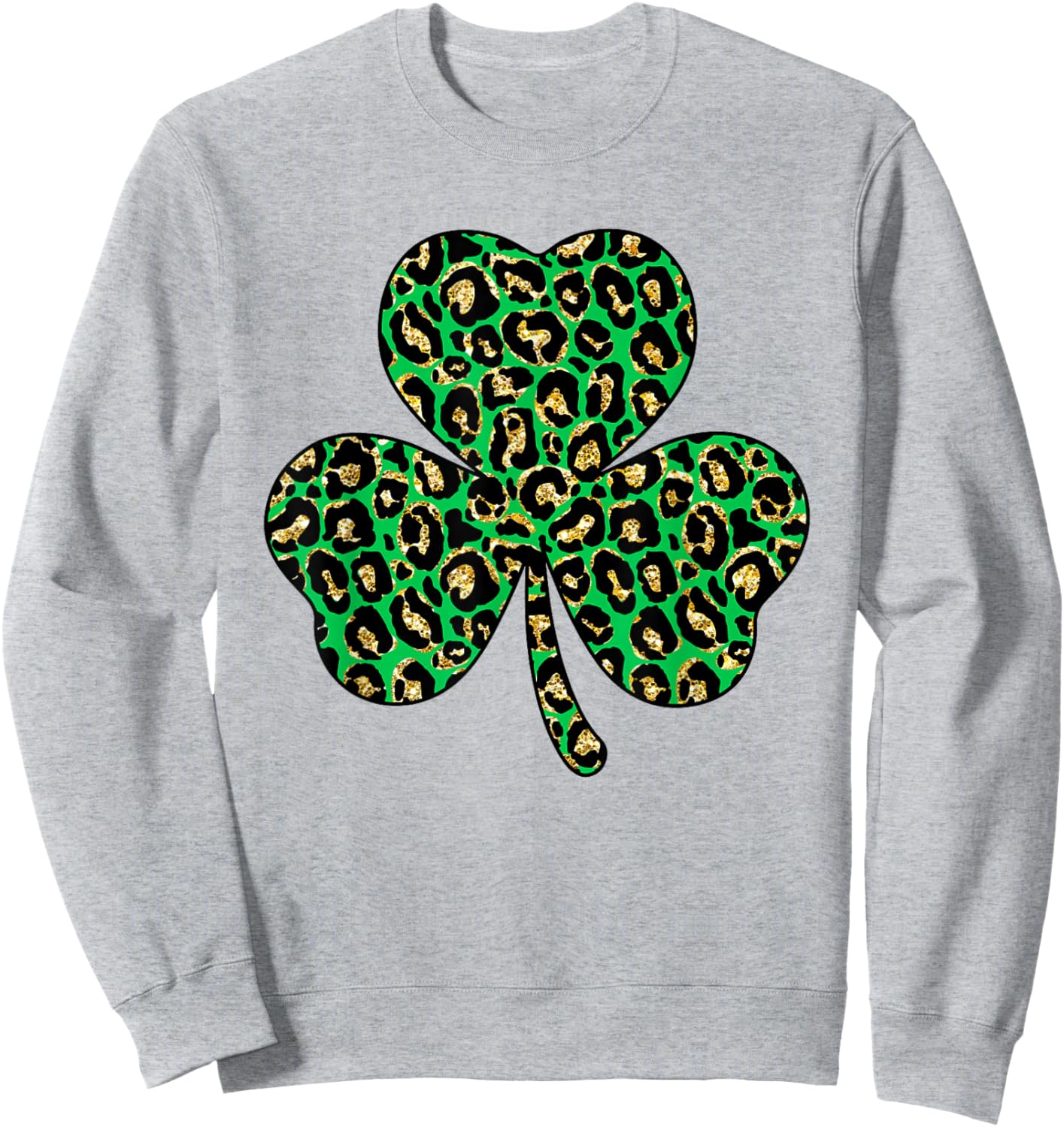 Lucky Clover Shamrock Cheetah Leopard Plaid St. Patricks Day Sweatshirt - Sweatshirt | Ash