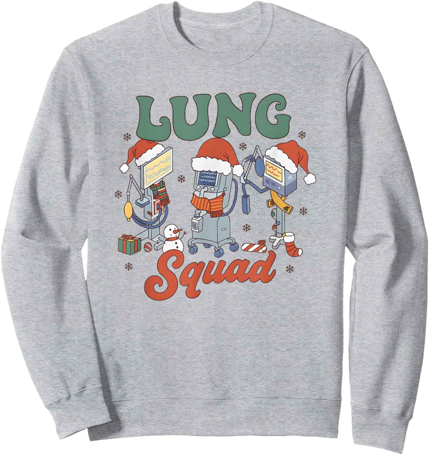 Lung Squad Christmas Respiratory Therapist Holiday Sweatshirt - Sweatshirt | Ash