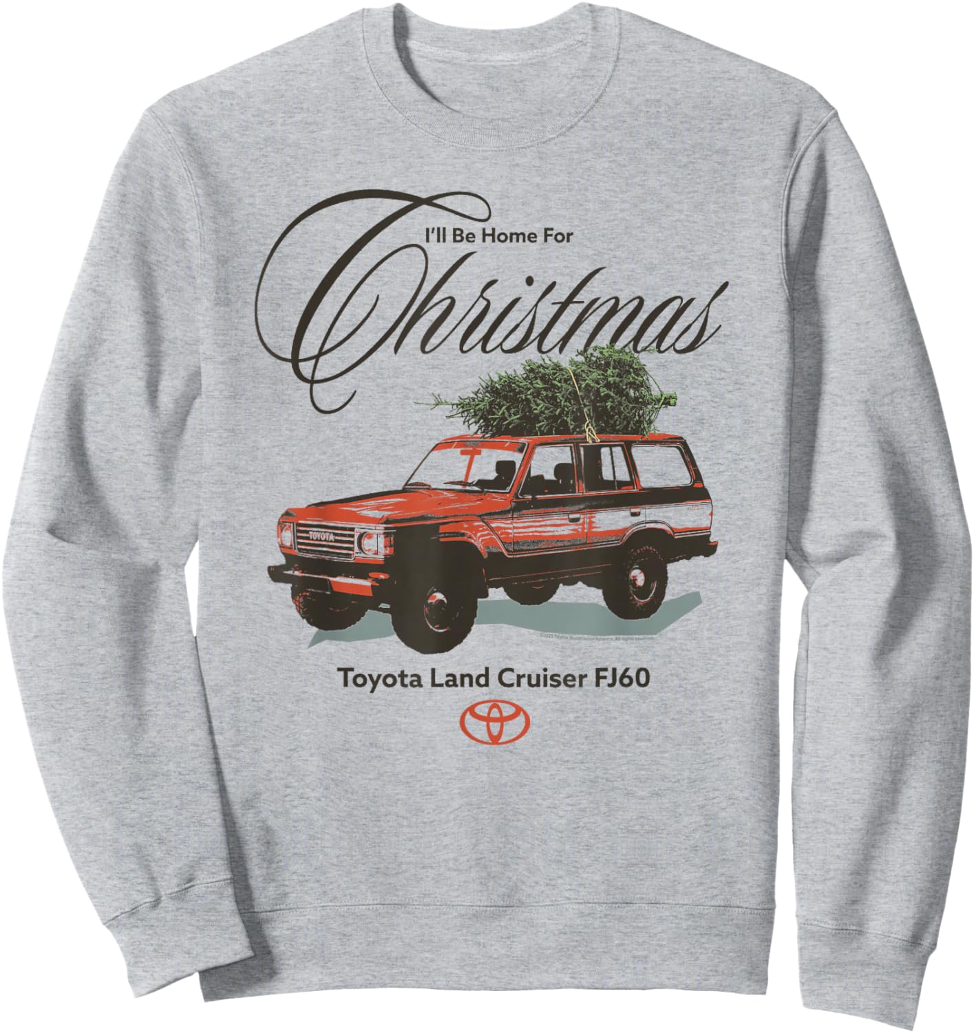 Toyota I'll Be Home for Christmas Toyota Land Cruiser FJ60 Sweatshirt - Sweatshirt | Ash