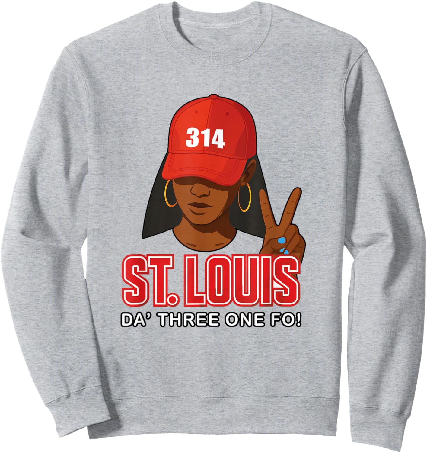 St. Louis 314 Red Hat African American Woman Sweatshirt - Sweatshirt | Ash