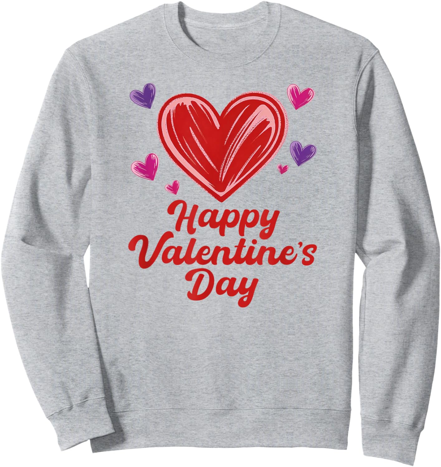 Happy Valentine's Day Scribble Hearts Sweatshirt - Sweatshirt | Ash