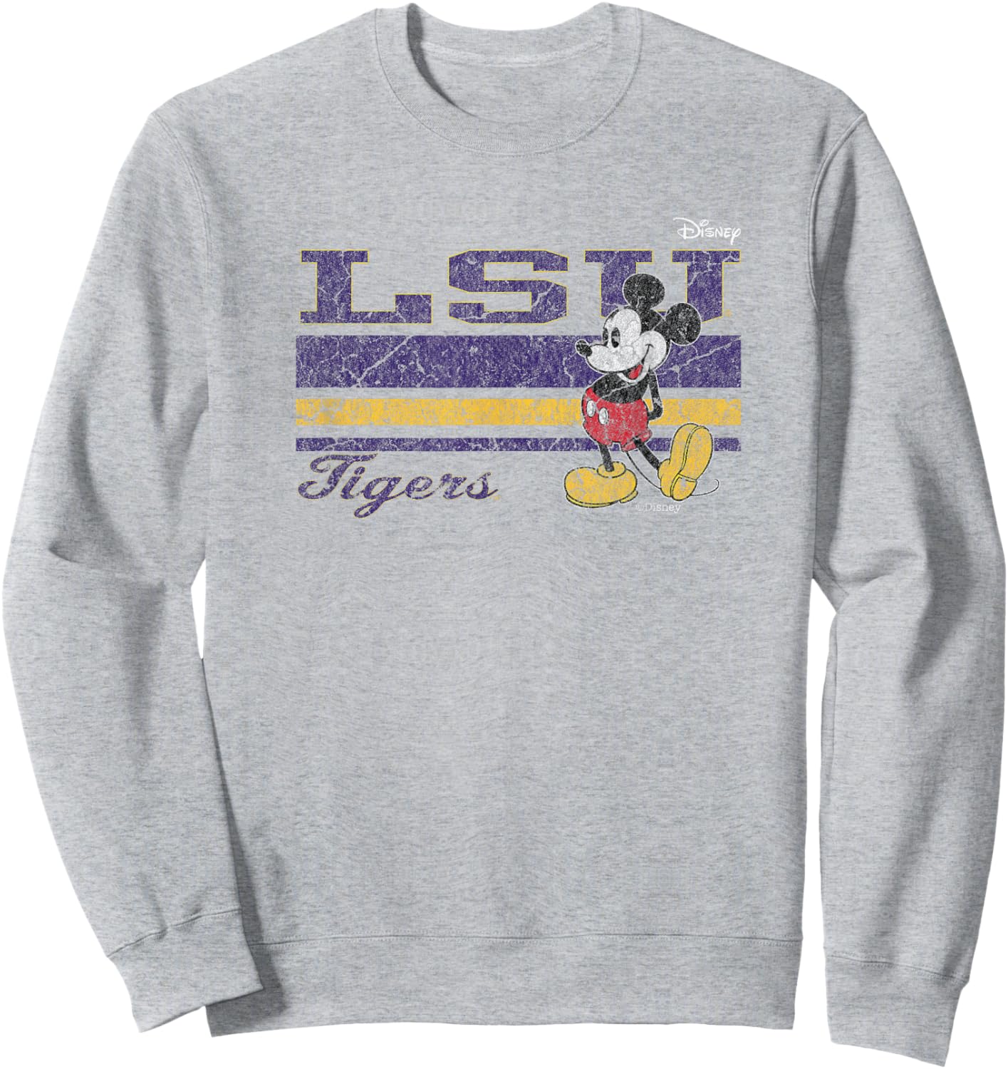 LSU Tigers Mickey Mouse Vintage Gray Officially Licensed Sweatshirt - Sweatshirt | Ash