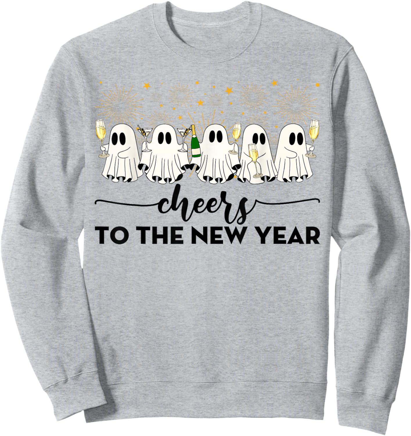 Cheers to The New Year Ghosts Drinking Champagne NYE 2026 Sweatshirt - Sweatshirt | Ash