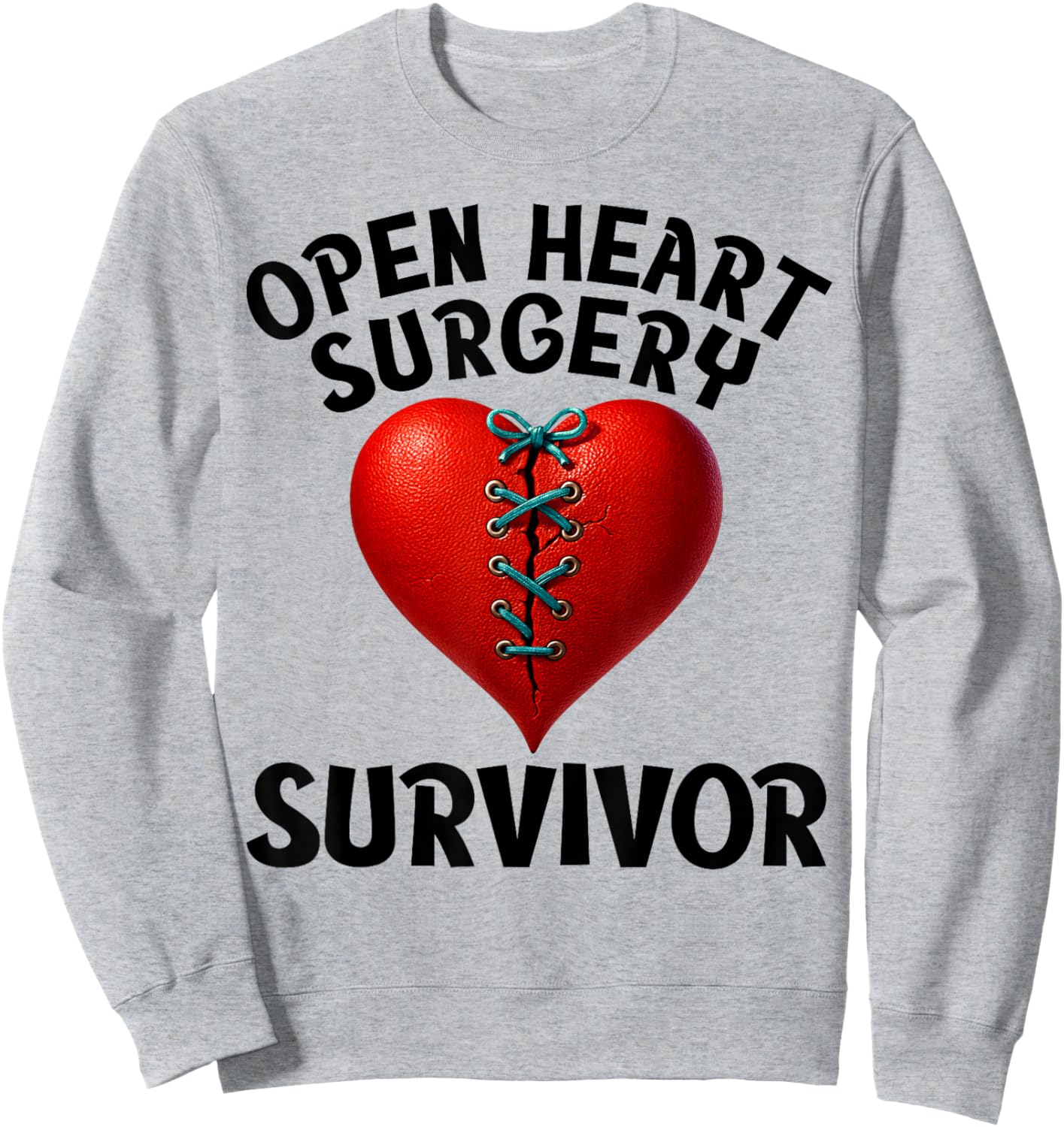 Open Heart Surgery Survivor Stitched Heart Men Women Sweatshirt - Sweatshirt | Ash