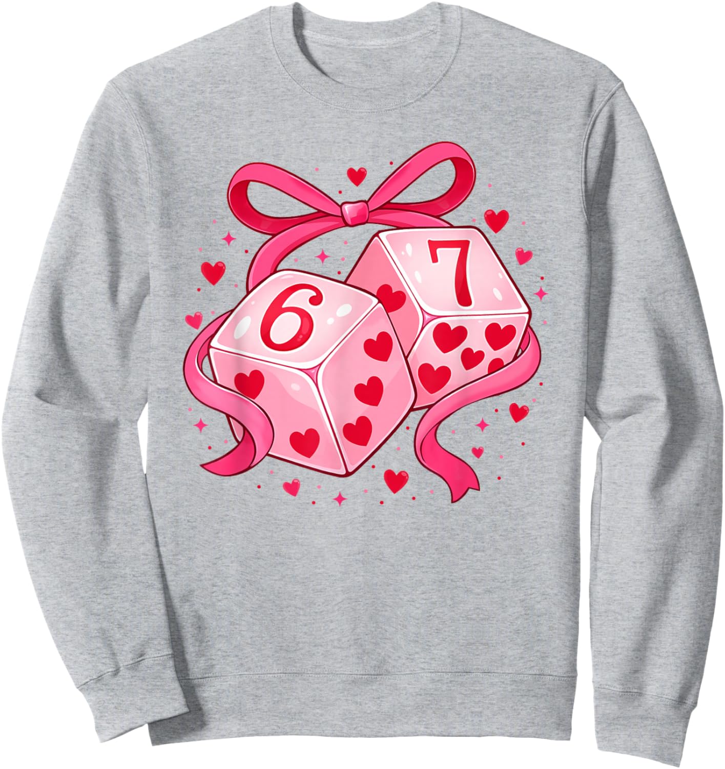 Preppy 67 Six Seven Dice 67 Meme Women Girls Valentines Day Sweatshirt - Sweatshirt | Ash