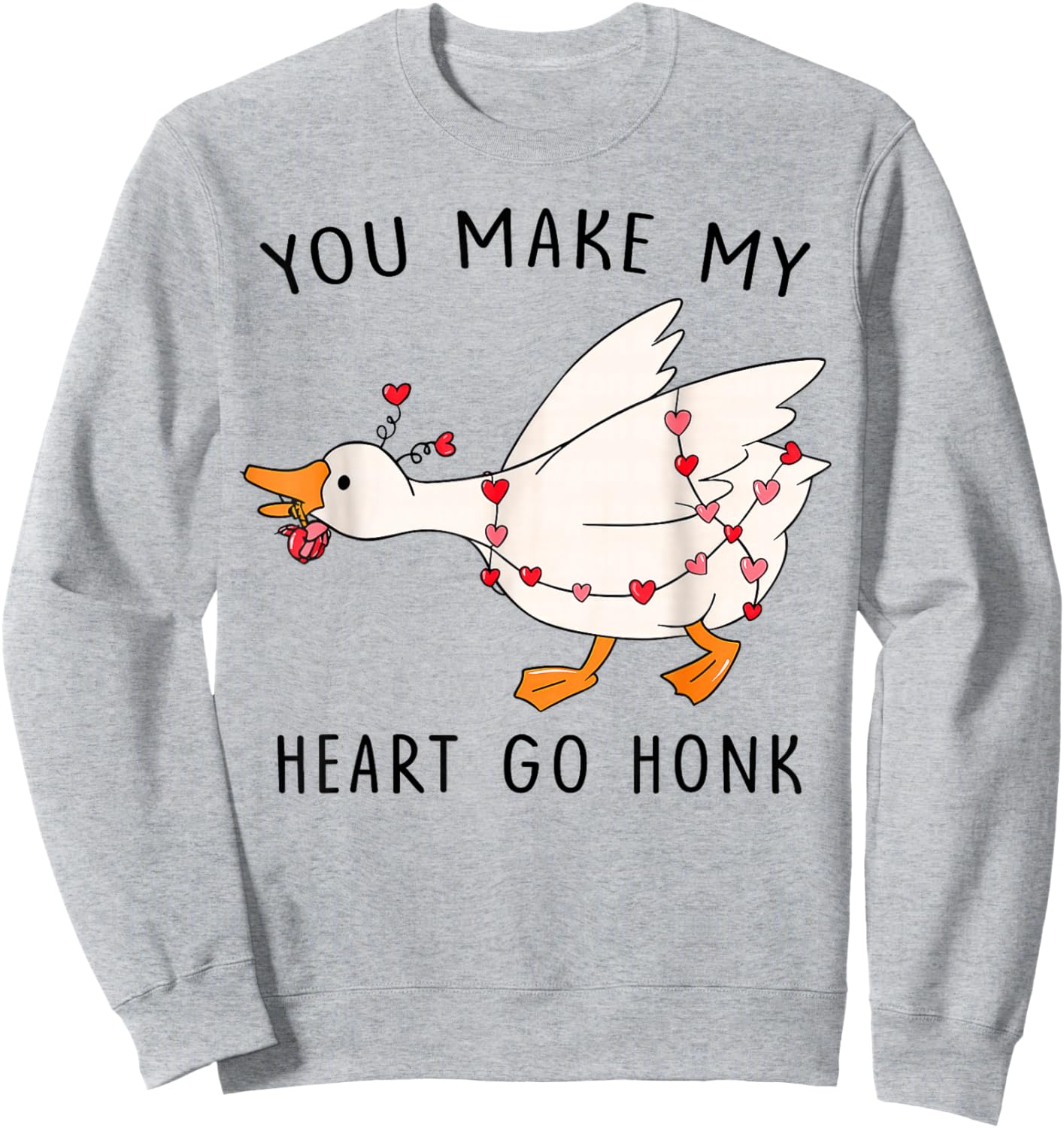 You Make My Heart Go Honk Sublimation - Valentine Goose Sweatshirt - Sweatshirt | Ash