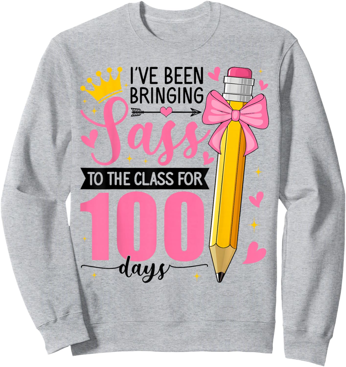 Bringing Sass to The Class for 100 Days of School Bow Girls Sweatshirt - Sweatshirt | Ash