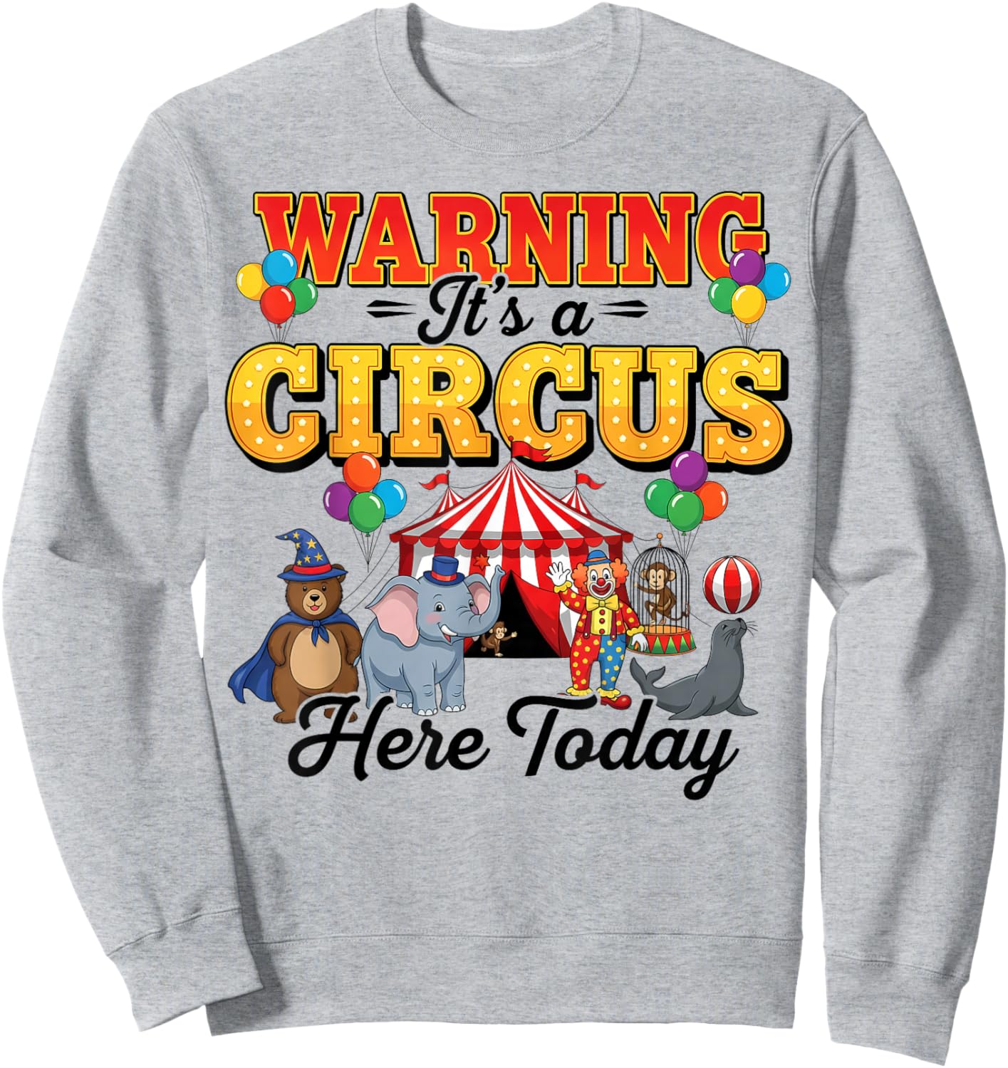 Funny Circus Warning It’s A Circus Here Today Birthday Party Sweatshirt - Sweatshirt | Ash