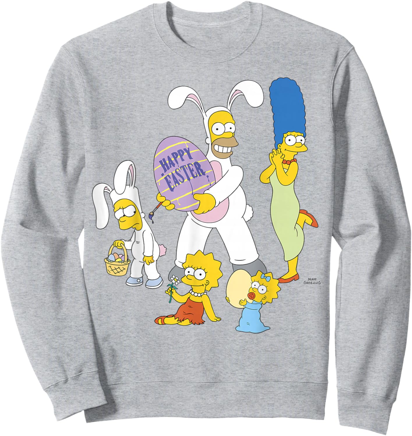 The Simpsons Happy Easter Family Wearing Bunny Costumes Sweatshirt - Sweatshirt | Ash
