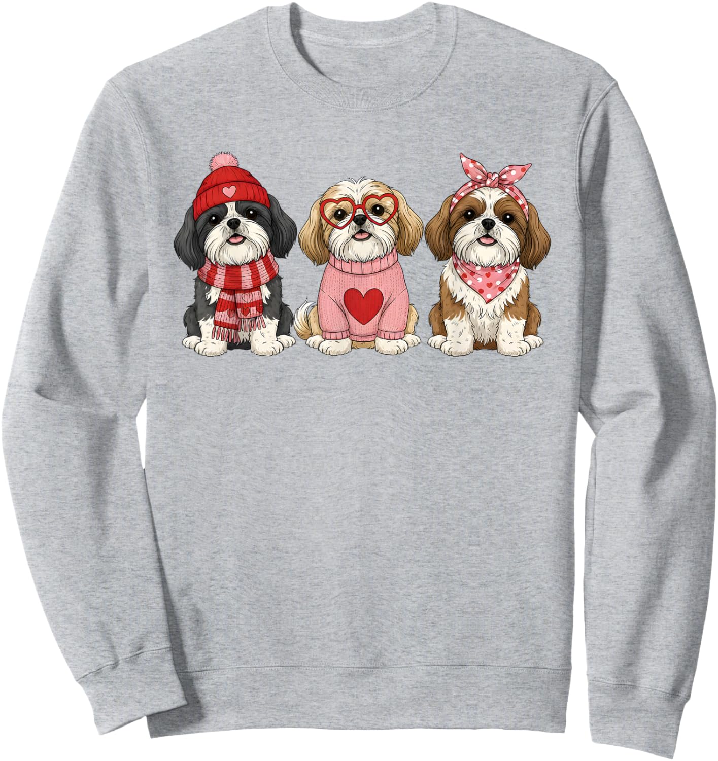 Cute Shih Tzu Valentine Dog Sweatshirt - Sweatshirt | Ash